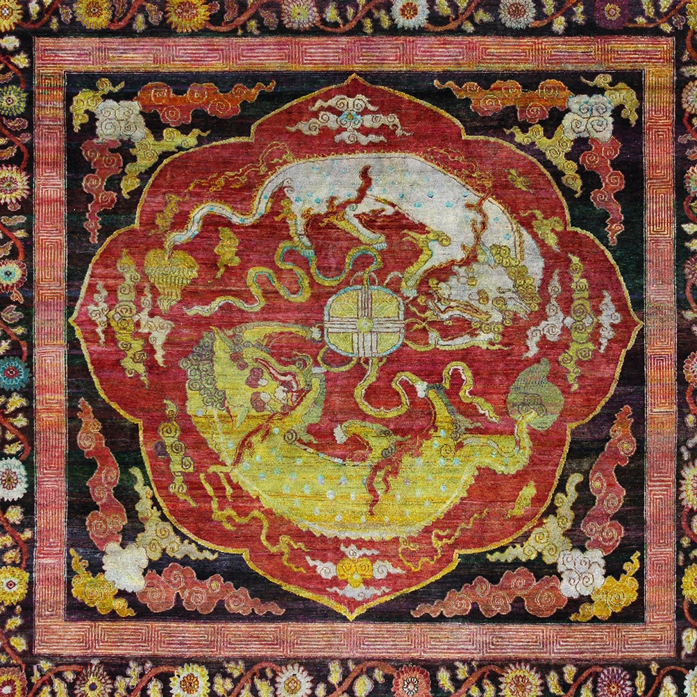 Afficher le produit Kundan Pure Silk Confronting Fu Dogs du fabricant Zollanvari