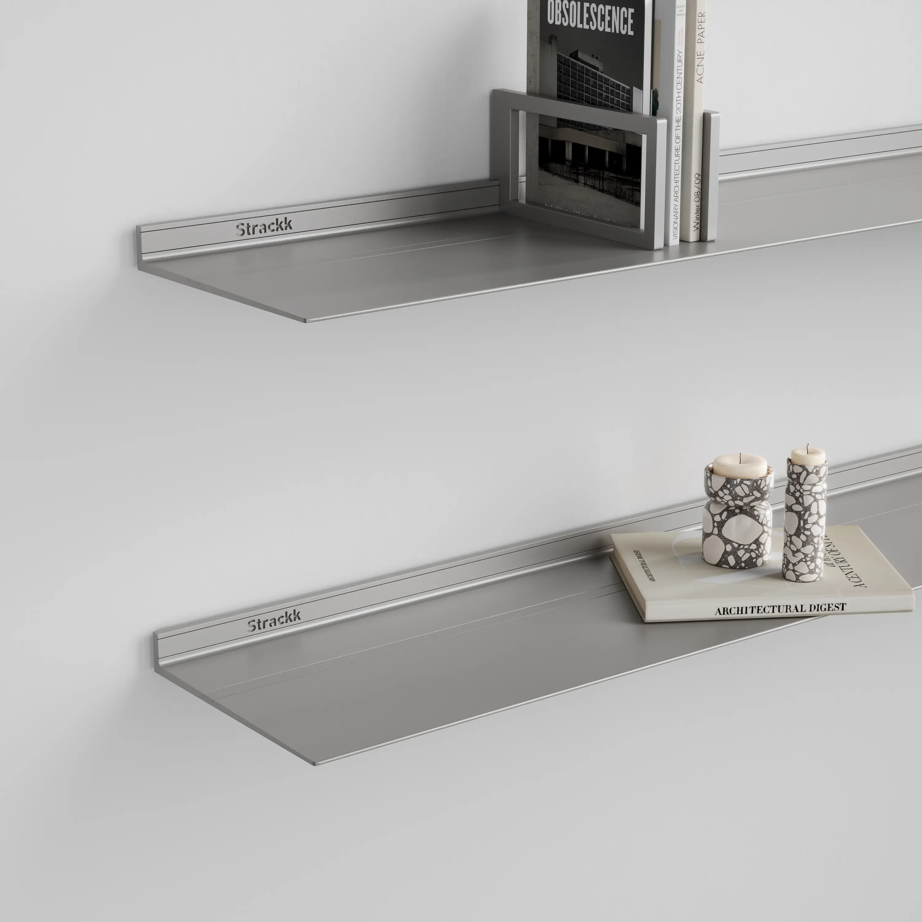 Strackk - Bookend for 22cm deep shelf | Aluminium