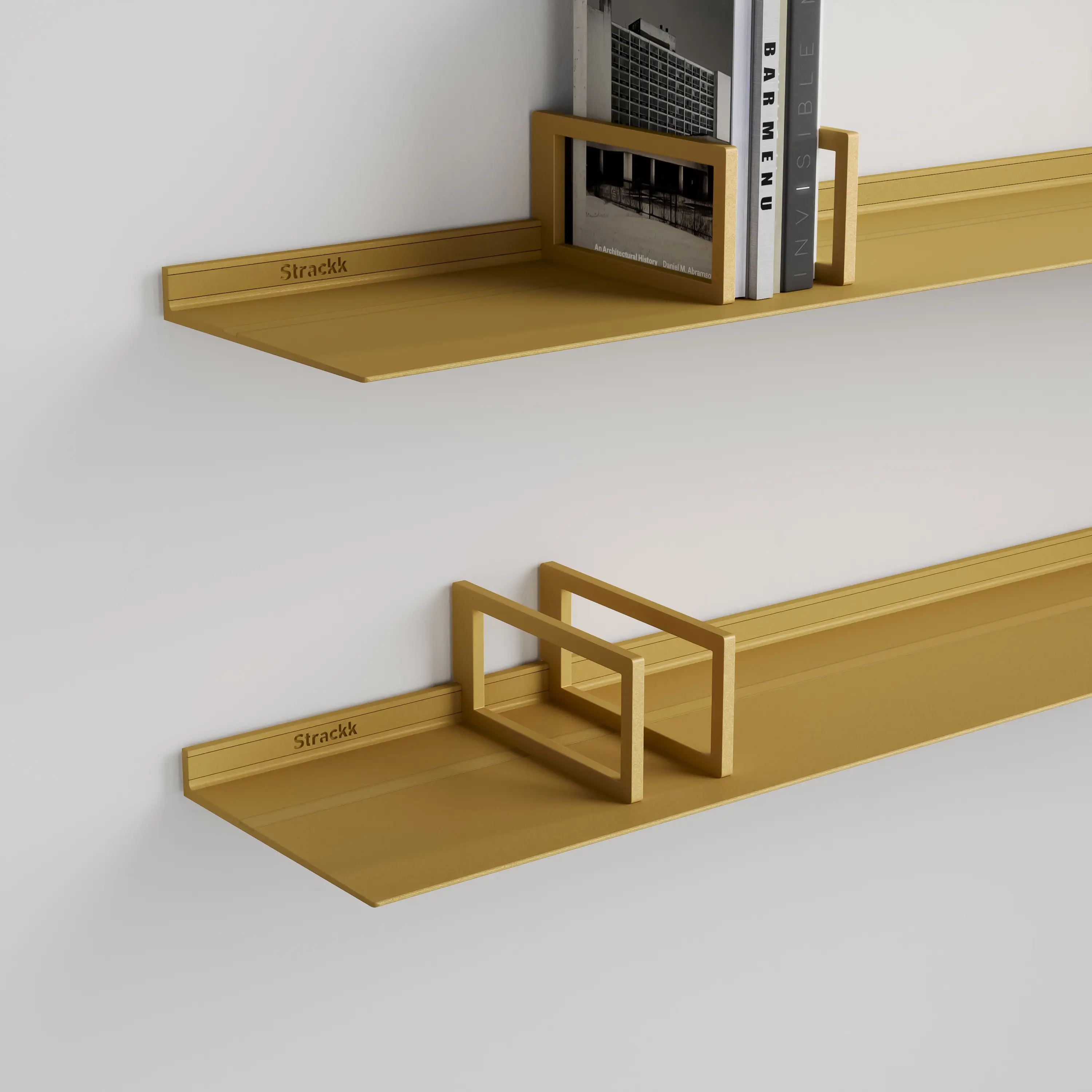 Strackk - Bookend for 29cm deep shelf | Gold