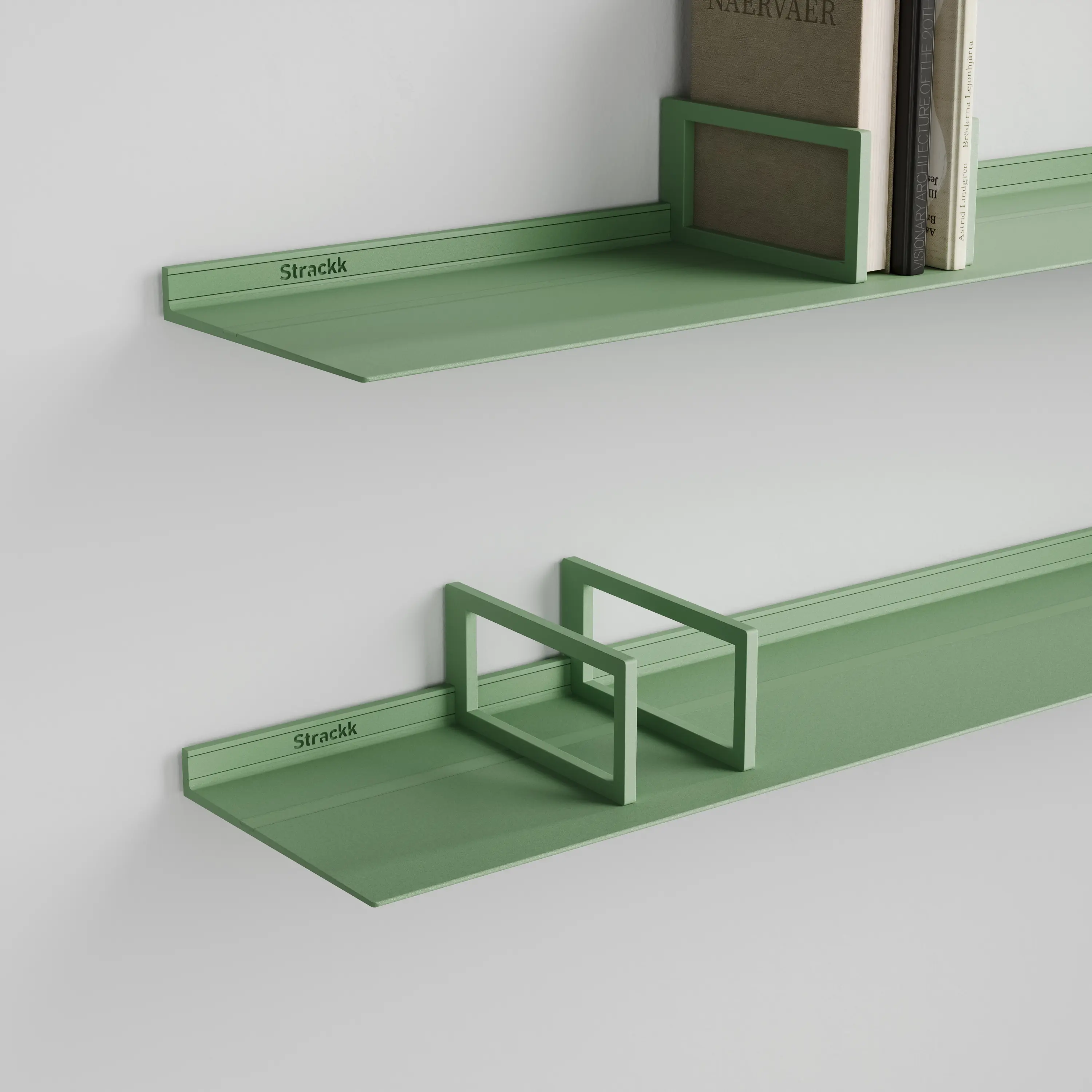 Strackk - Bookend for 29cm deep shelf | Green RAL6021