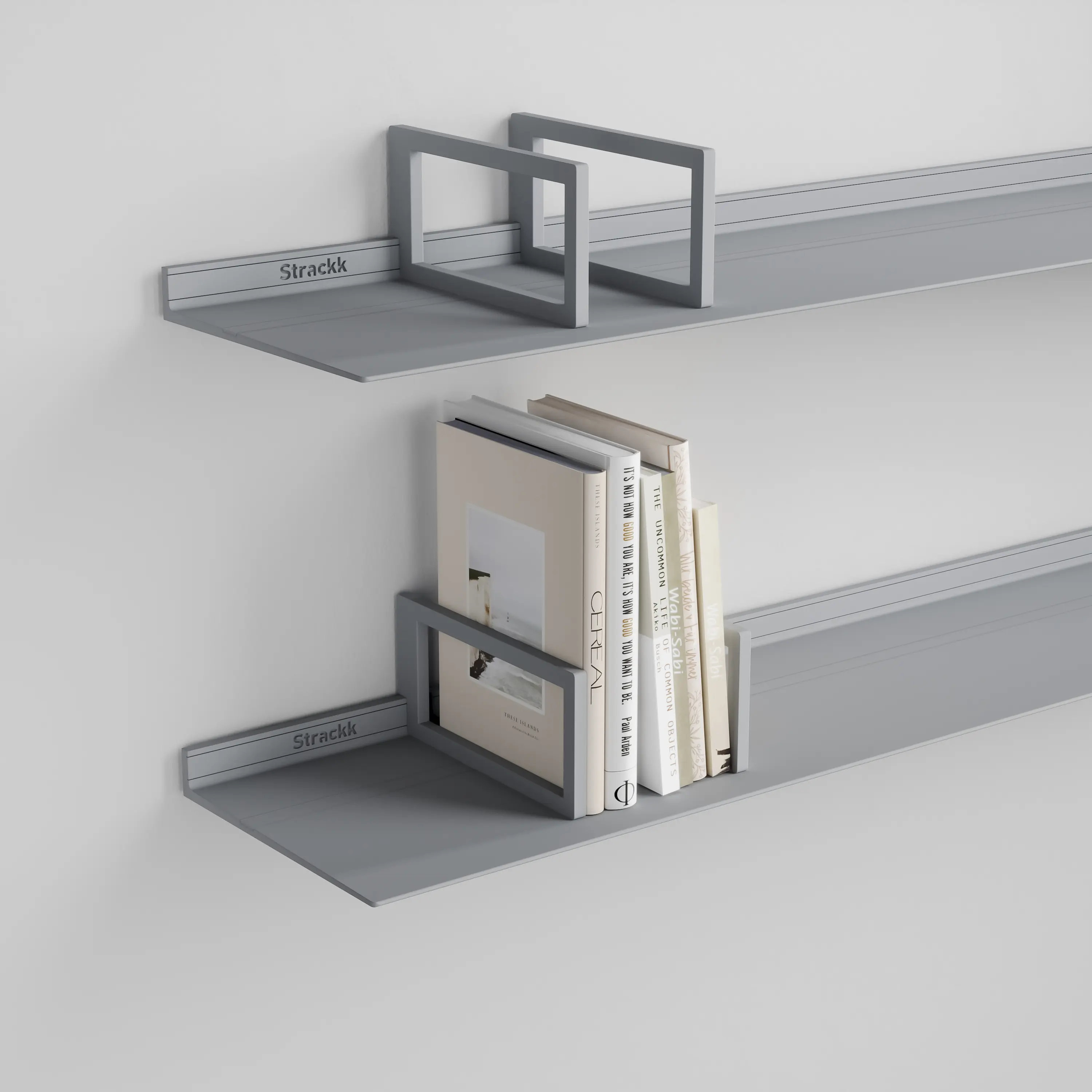 Strackk - Bookend for 29cm deep shelf | Silvergrey RAL9006
