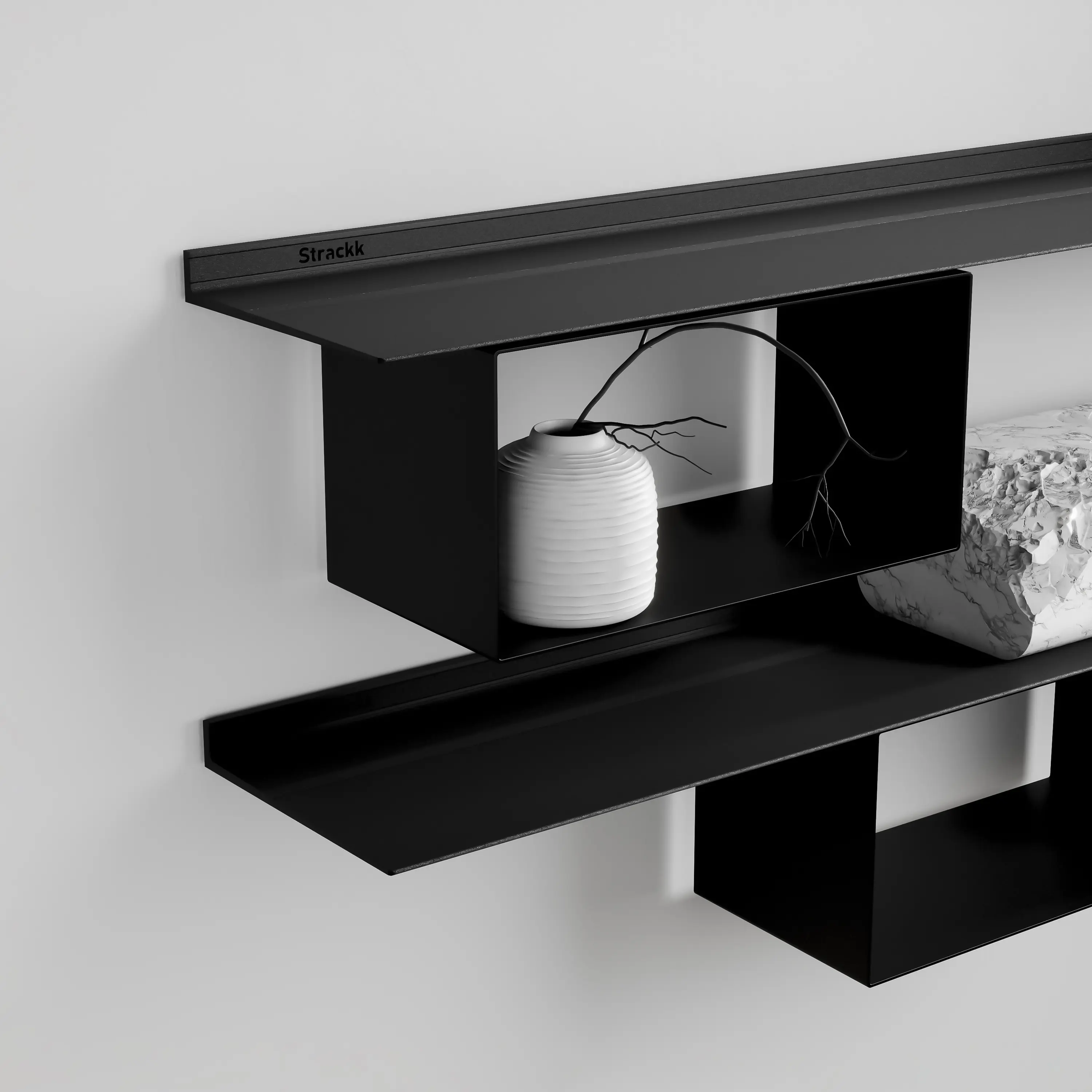 Strackk - Cabinet Rectangle for 22cm deep shelf | Black RAL9005