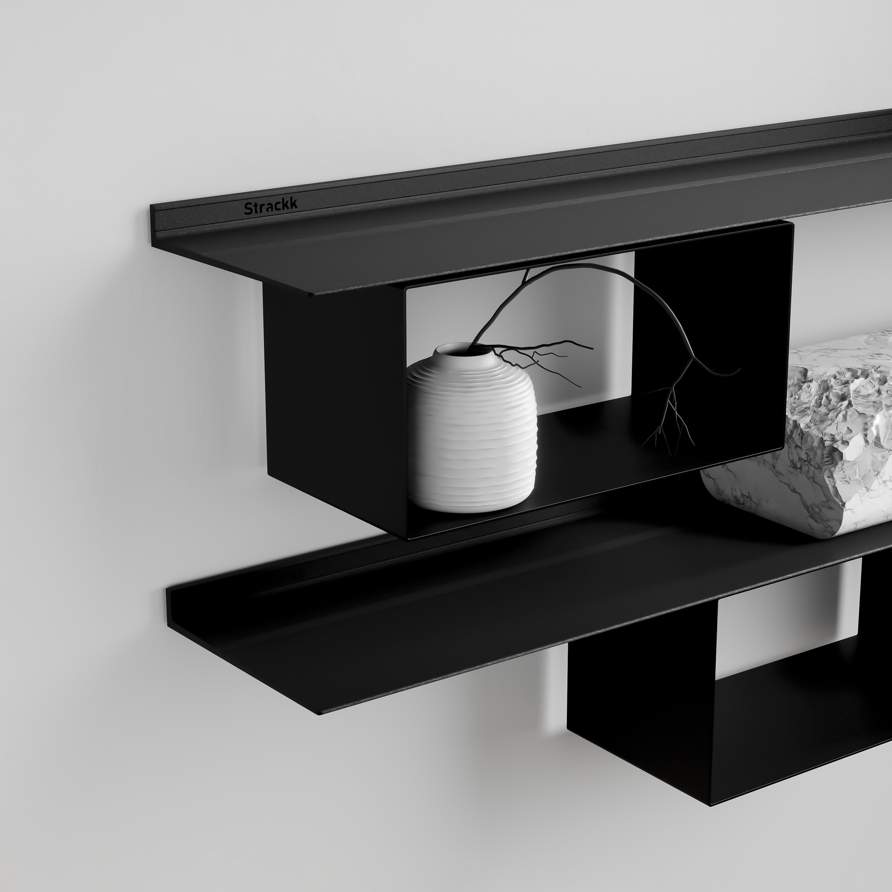Display product Cabinet Rectangle for 29.5cm deep shelf | Black RAL9005 from manufacturer Strackk