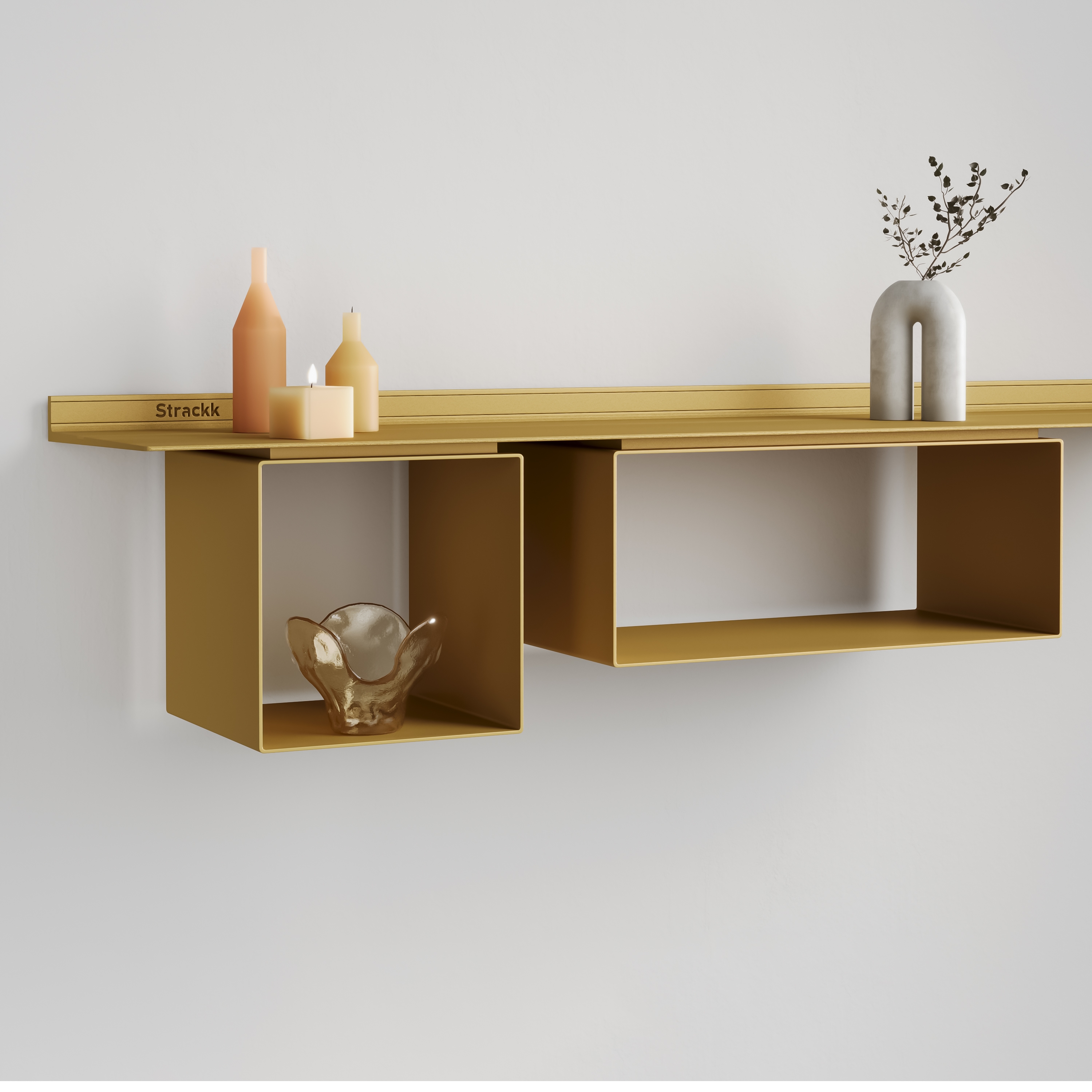 Display product Cabinet Square for 22cm deep shelf | Gold from manufacturer Strackk