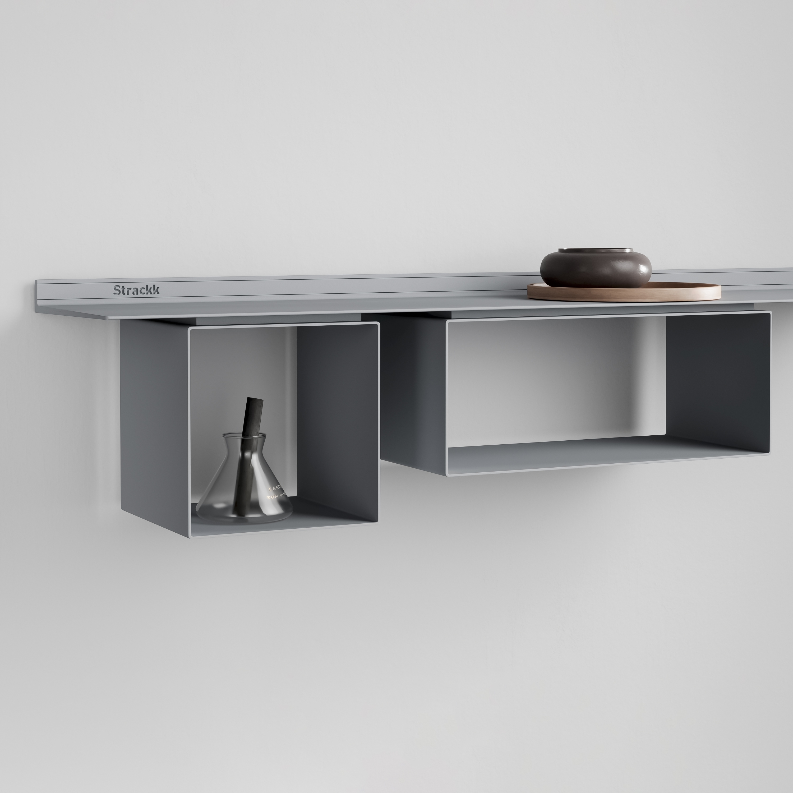 Cabinet Square for 22cm deep shelf | Silvergrey RAL9006