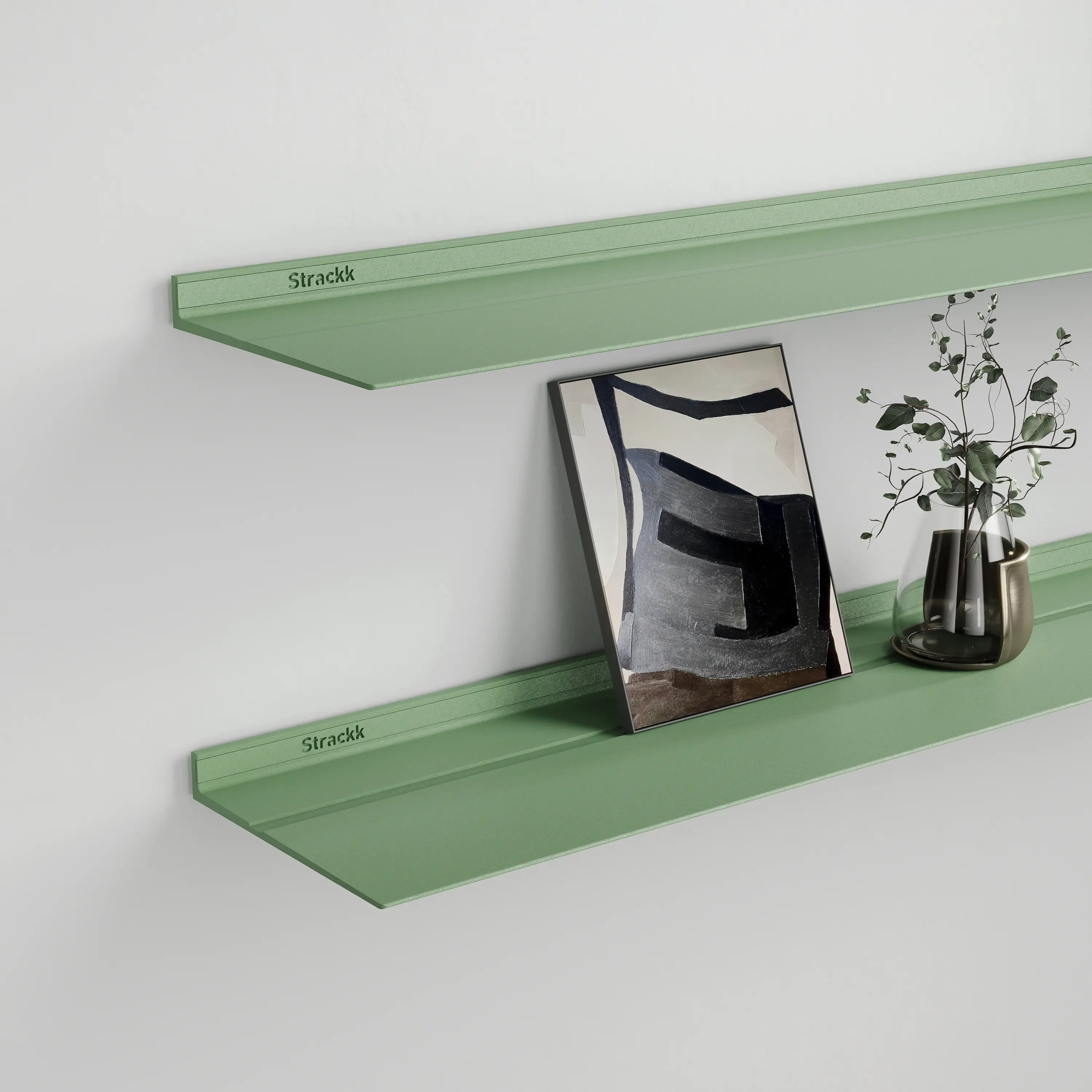 Strackk - Floating wall shelf | Green RAL6021