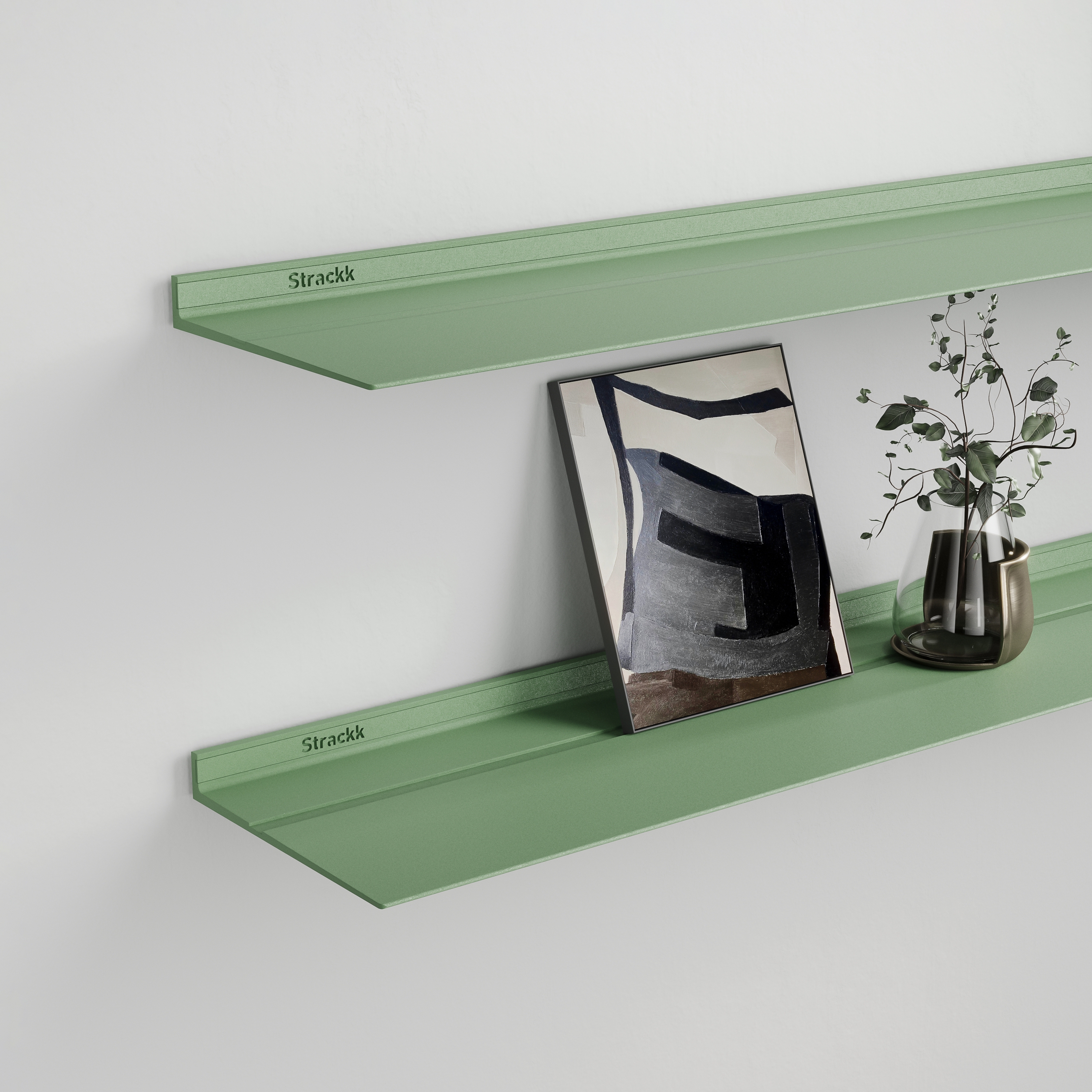 Display product Floating wall shelf | Green RAL6021 from manufacturer Strackk