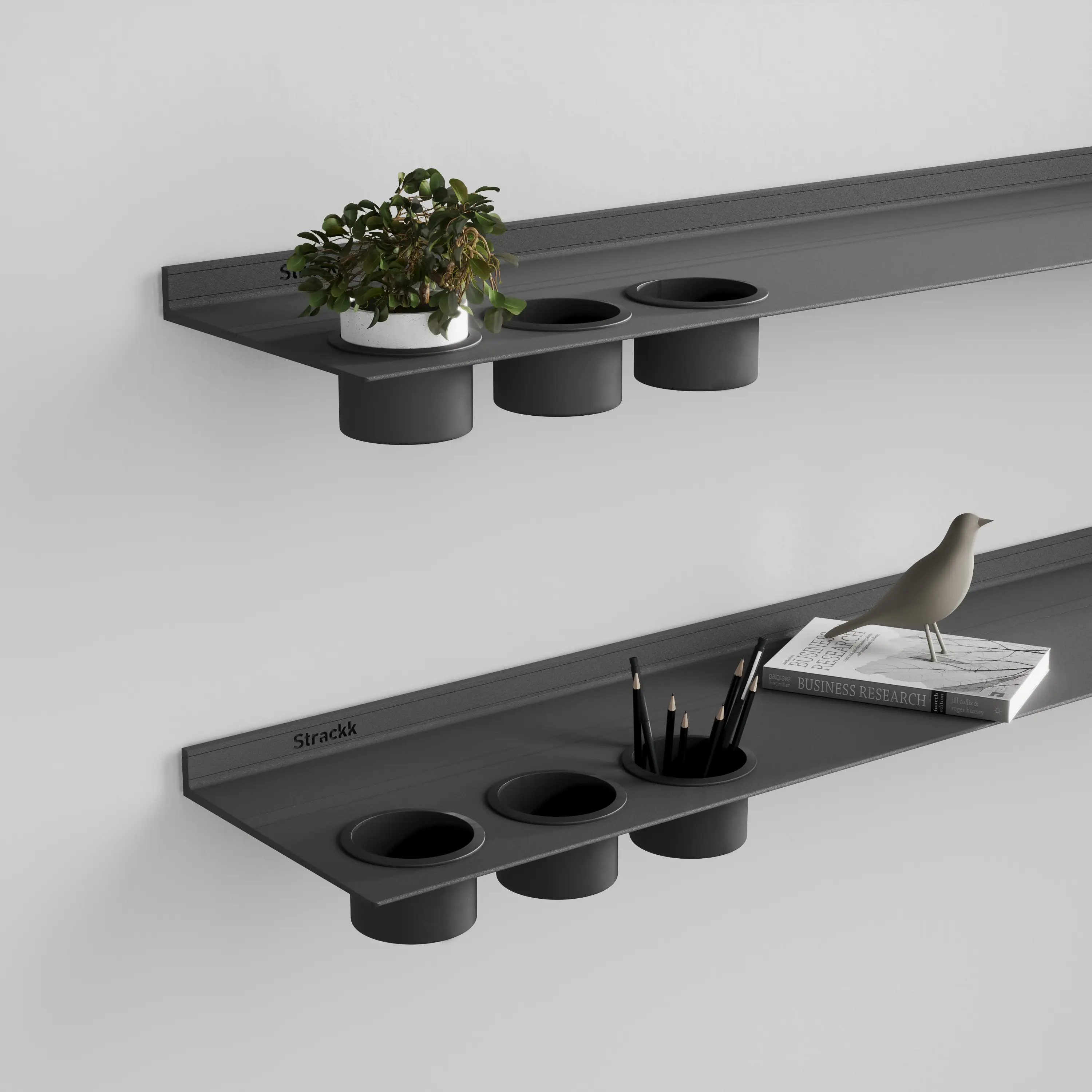 Strackk - Wall shelf with cups | Anthracite RAL7021