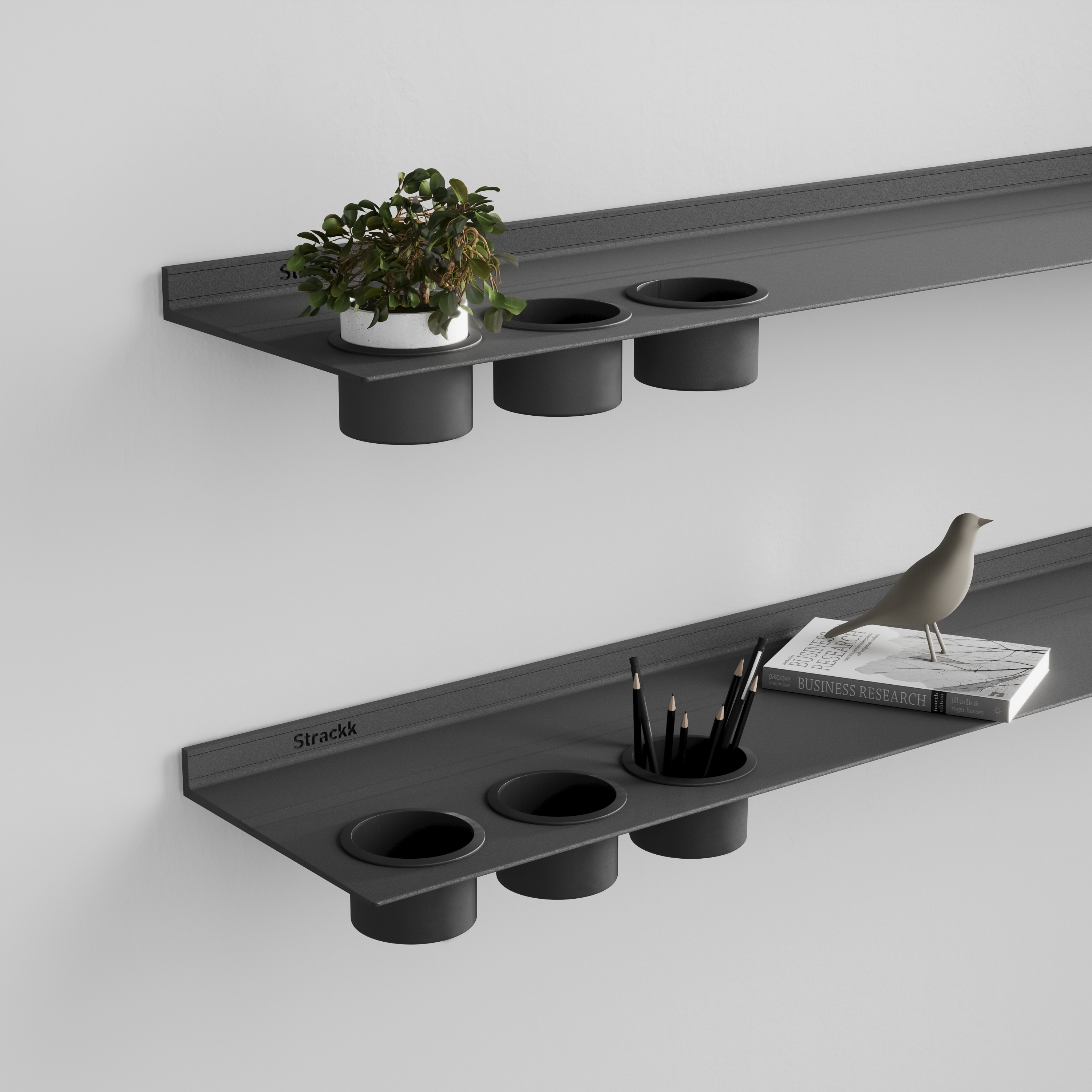 Wall shelf with cups | Anthracite RAL7021