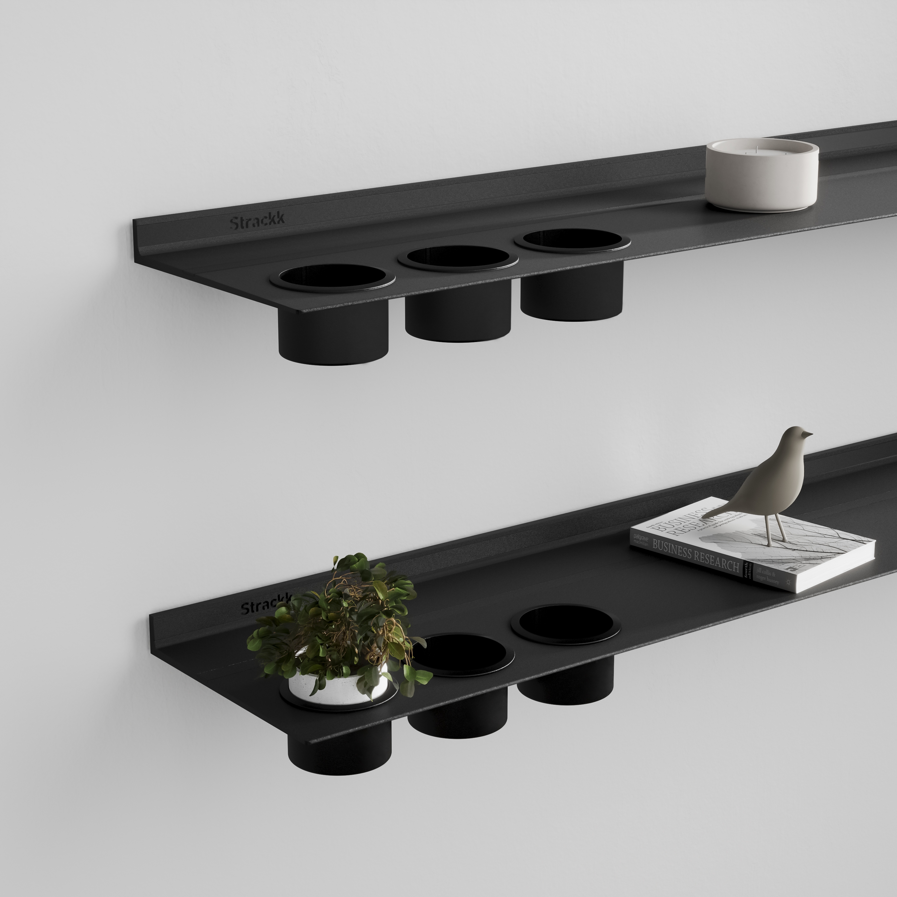 Wall shelf with cups | Black RAL9005