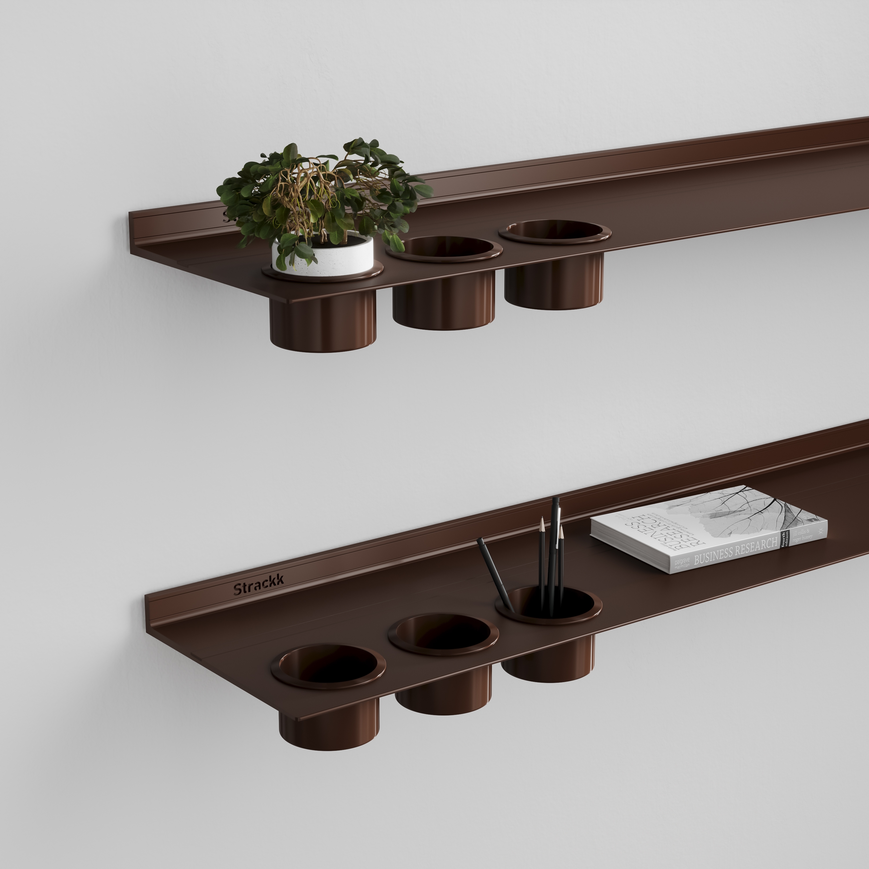 Wall shelf with cups | Bronze