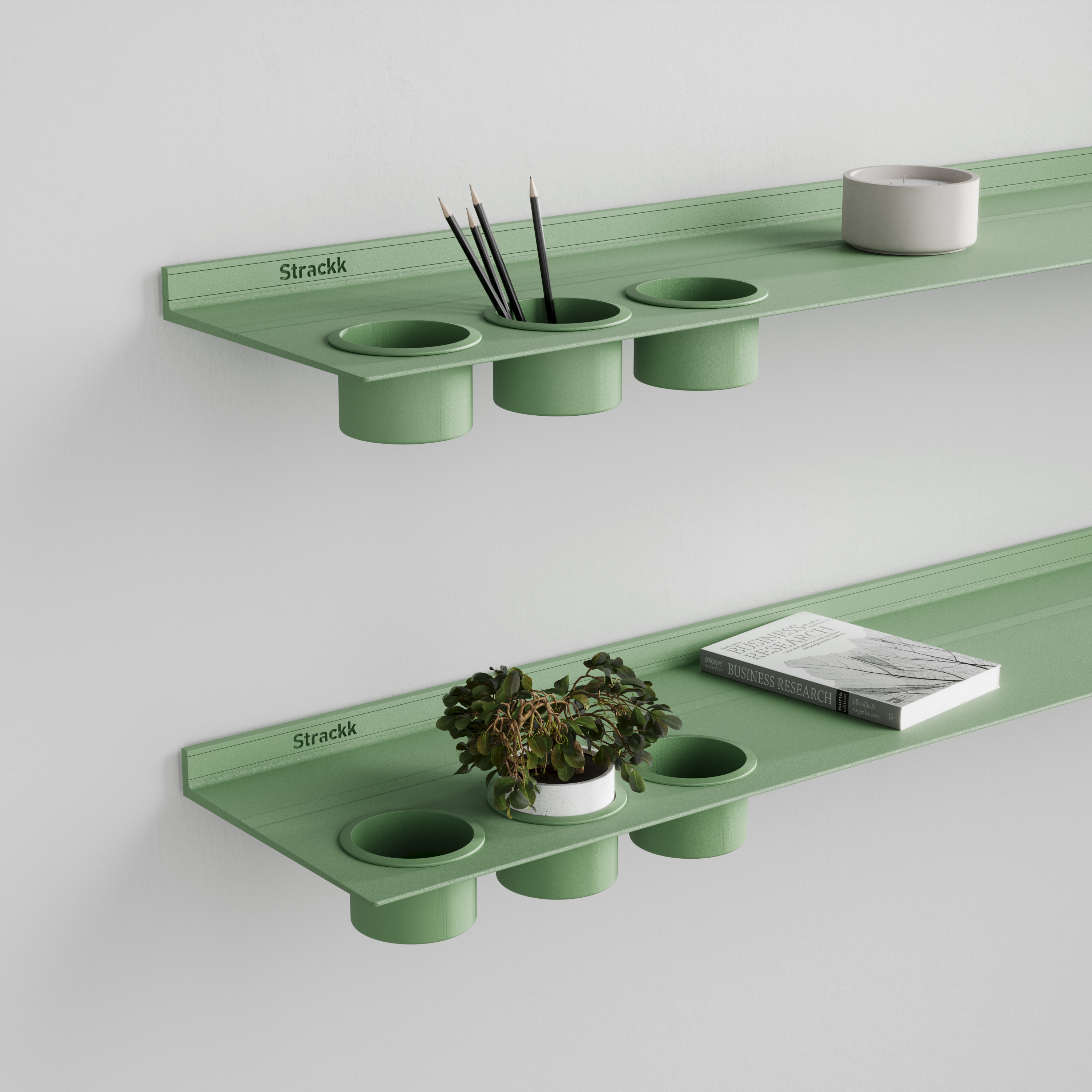 Wall shelf with cups | Green RAL6021