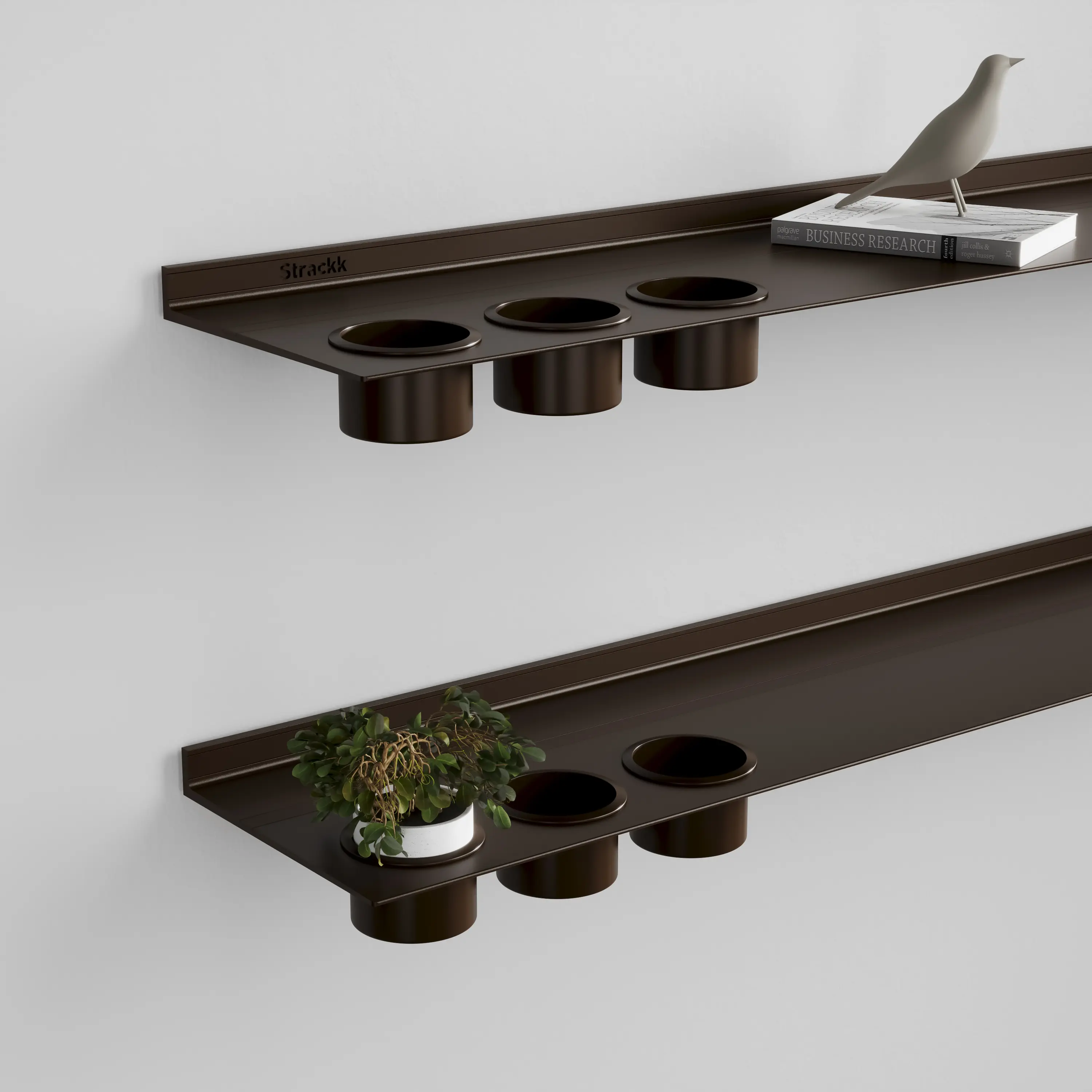 Strackk - Wall shelf with cups | Gunmetal