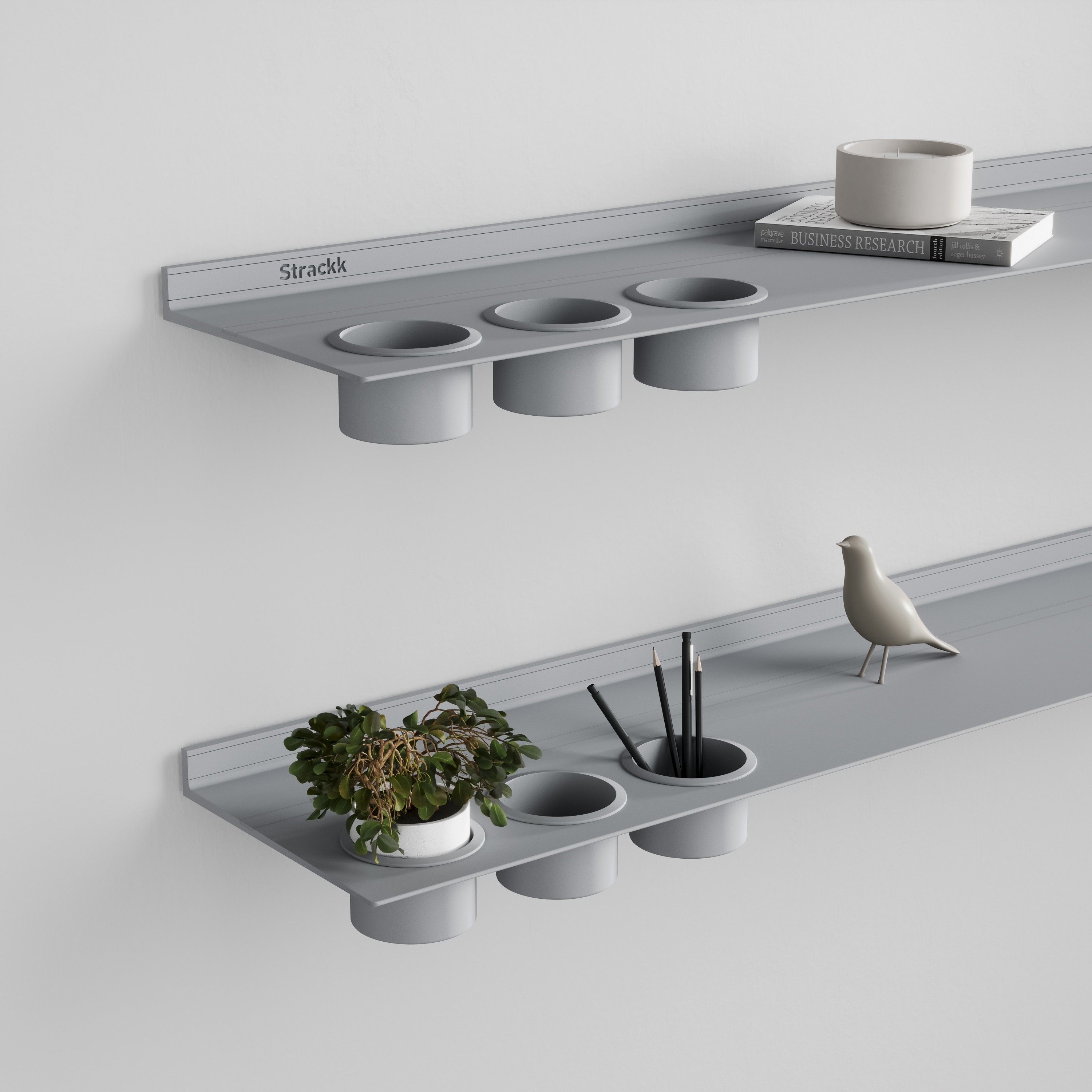 Wall shelf with cups | Silvergrey RAL9006