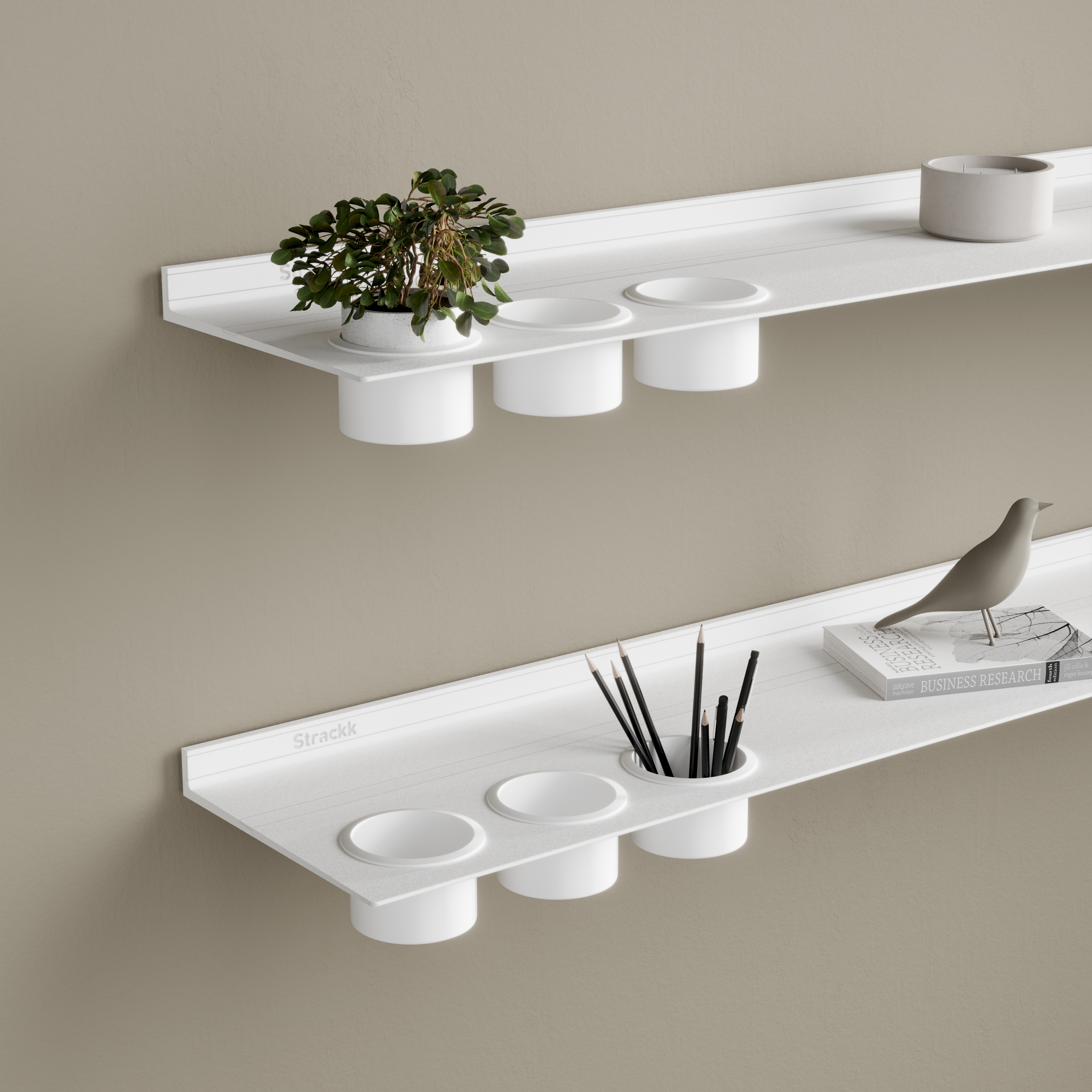 Wall shelf with cups | White RAL9016
