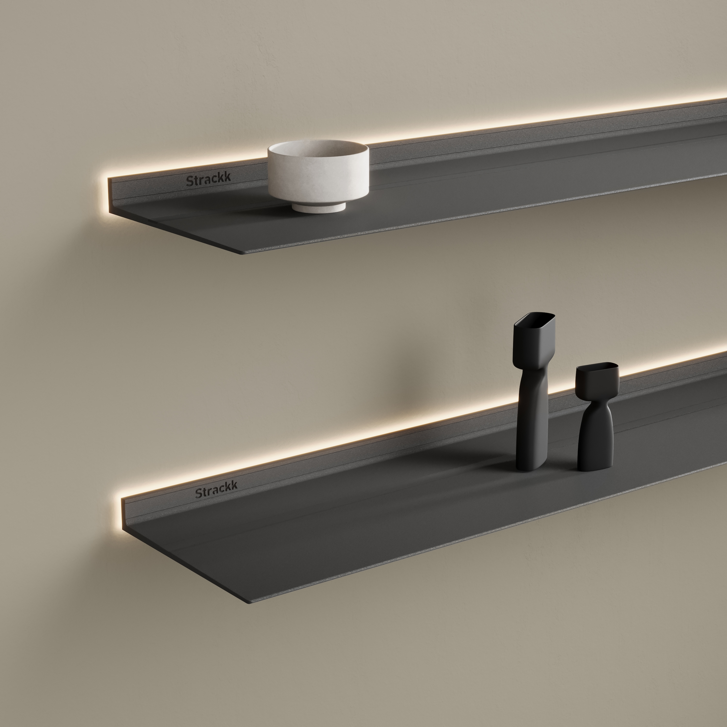 Wall shelf with lighting around | Anthracite RAL7021