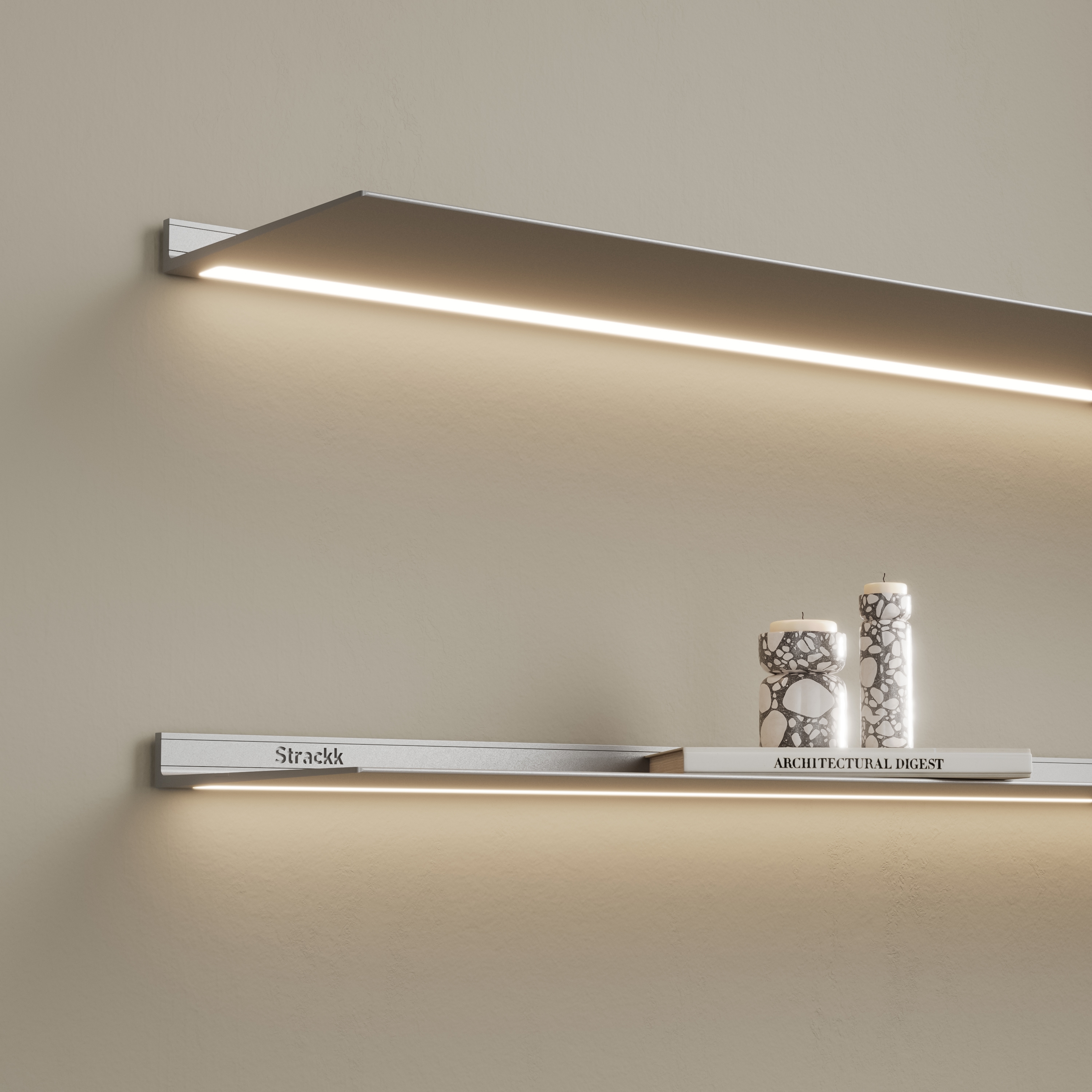 Display product Wall shelf with lighting under | Aluminium from manufacturer Strackk