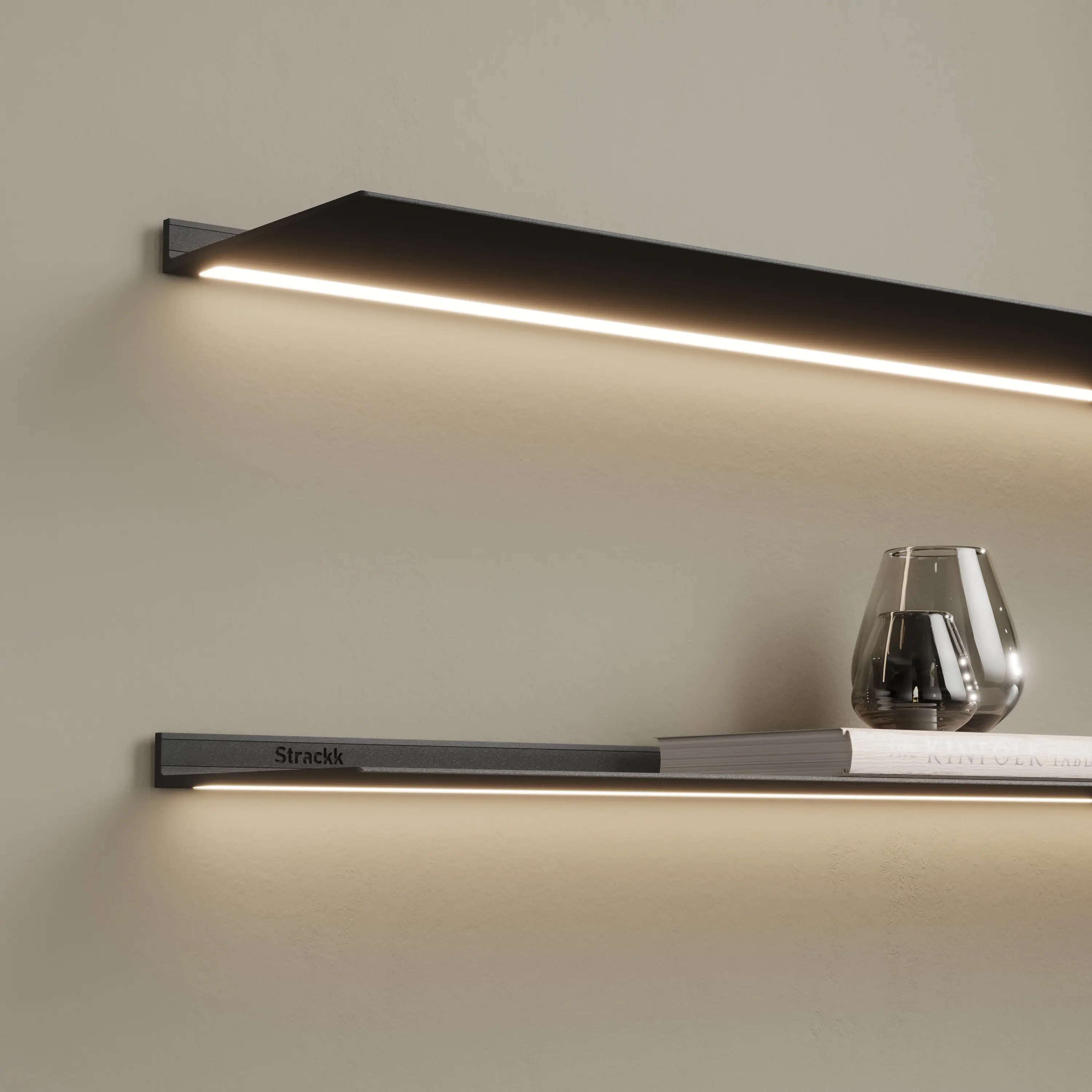 Strackk - Wall shelf with lighting under | Anthracite RAL7021