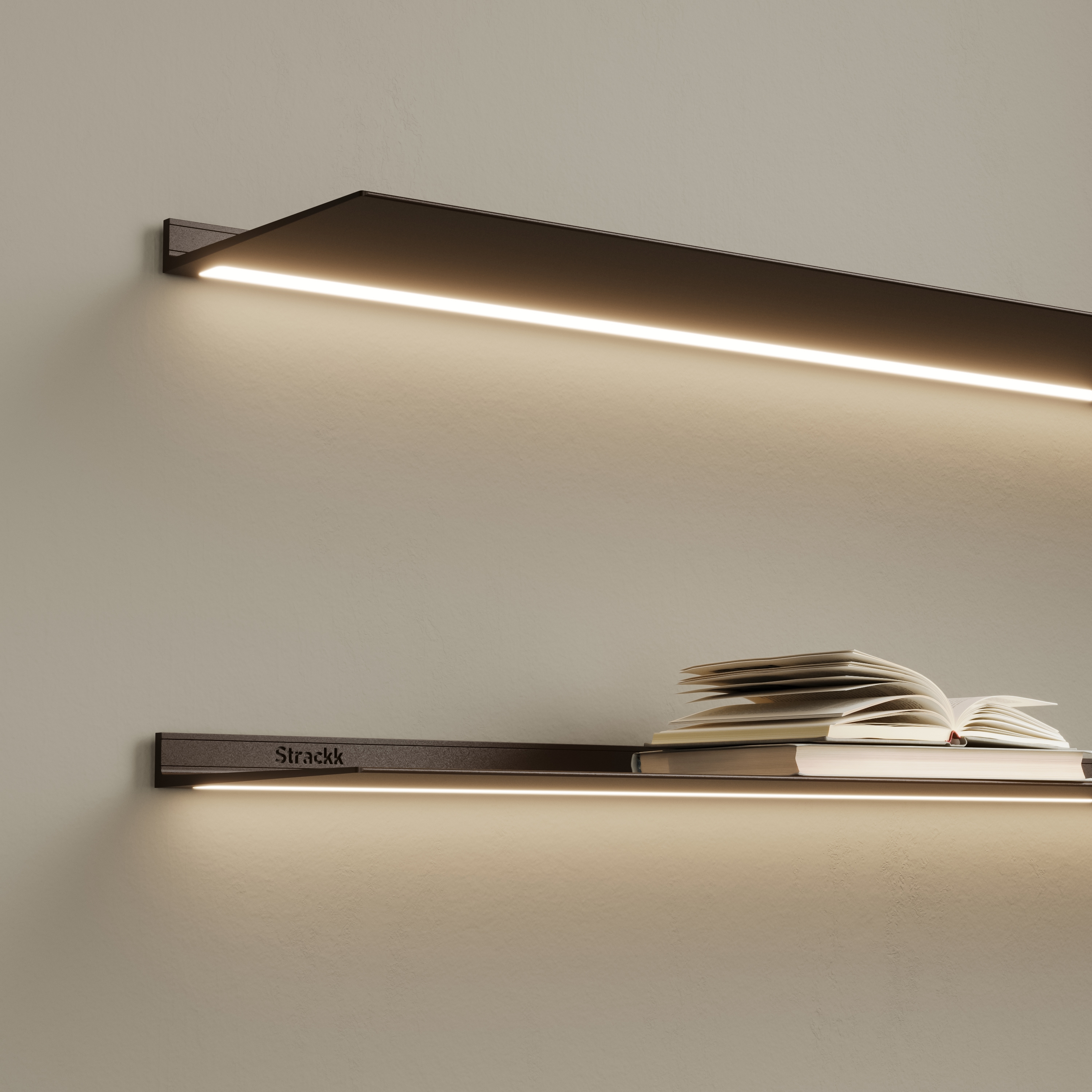 Produkt Wall shelf with lighting under | Gunmetal des Herstellers Strackk anzeigen