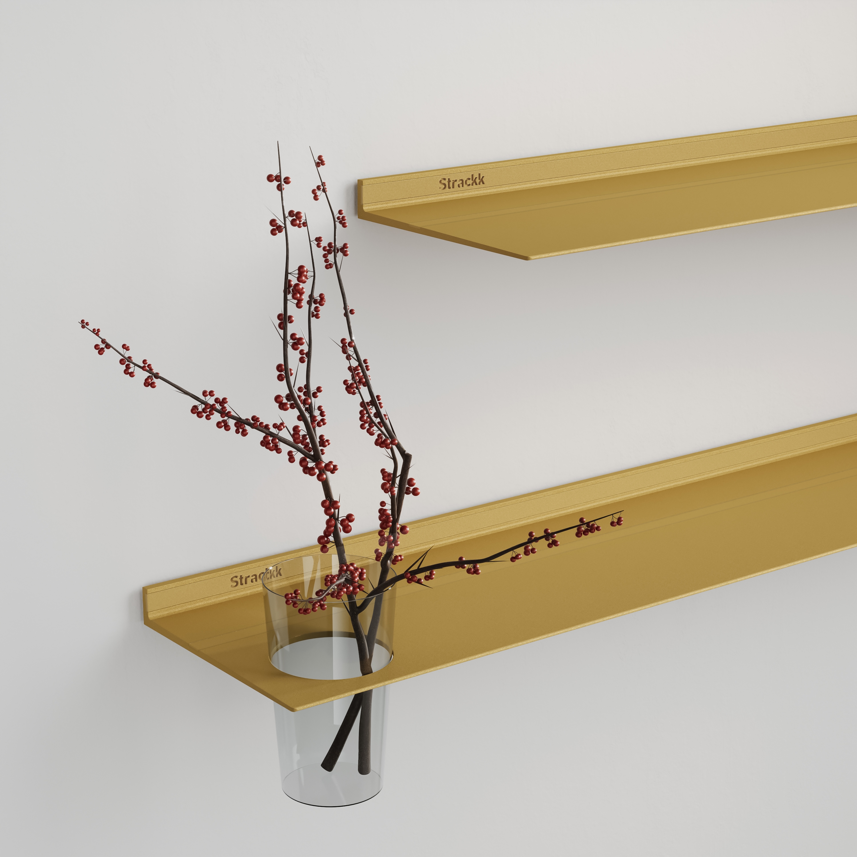 Wall shelf with vase | Gold