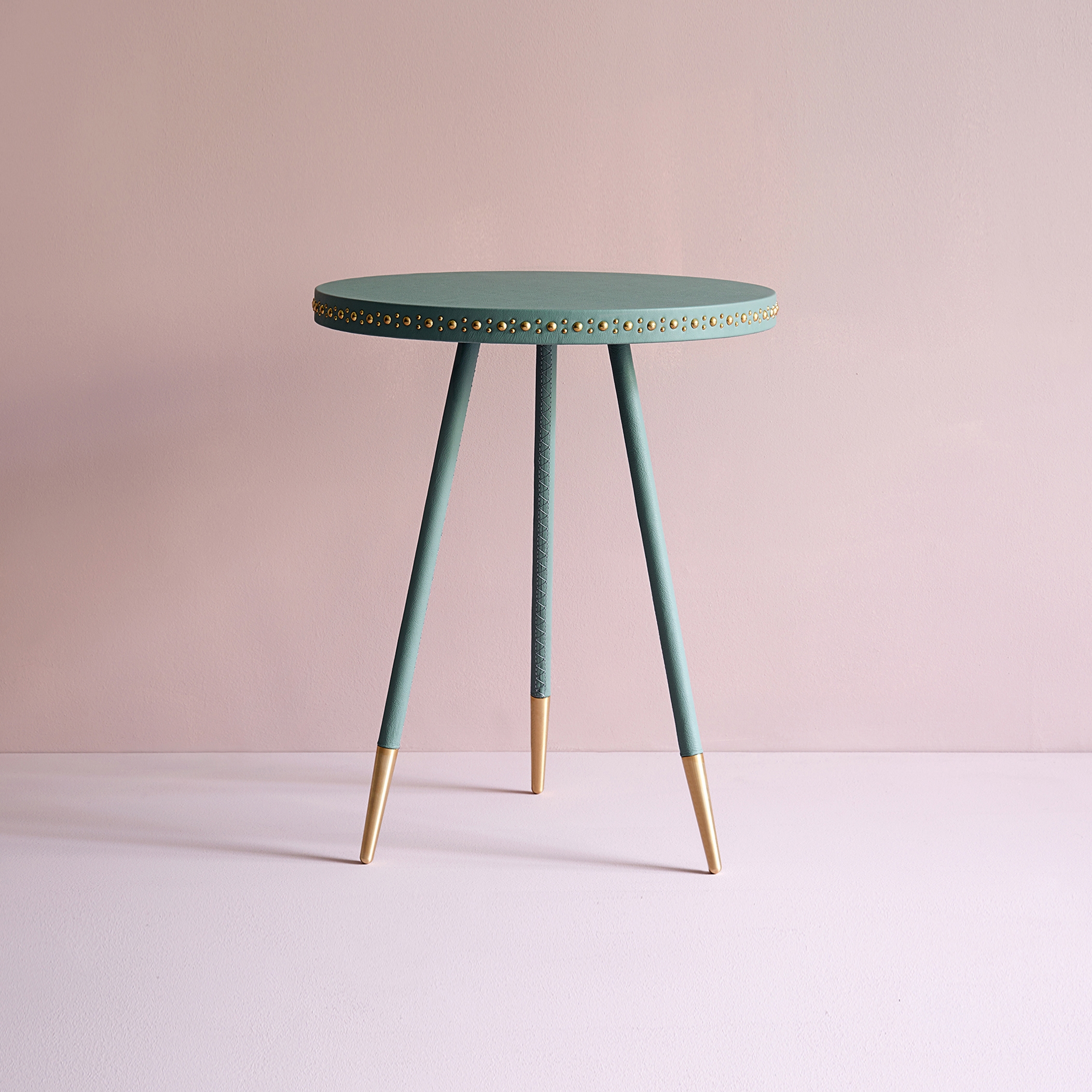 Display product Stud leather side table from manufacturer Bethan Gray