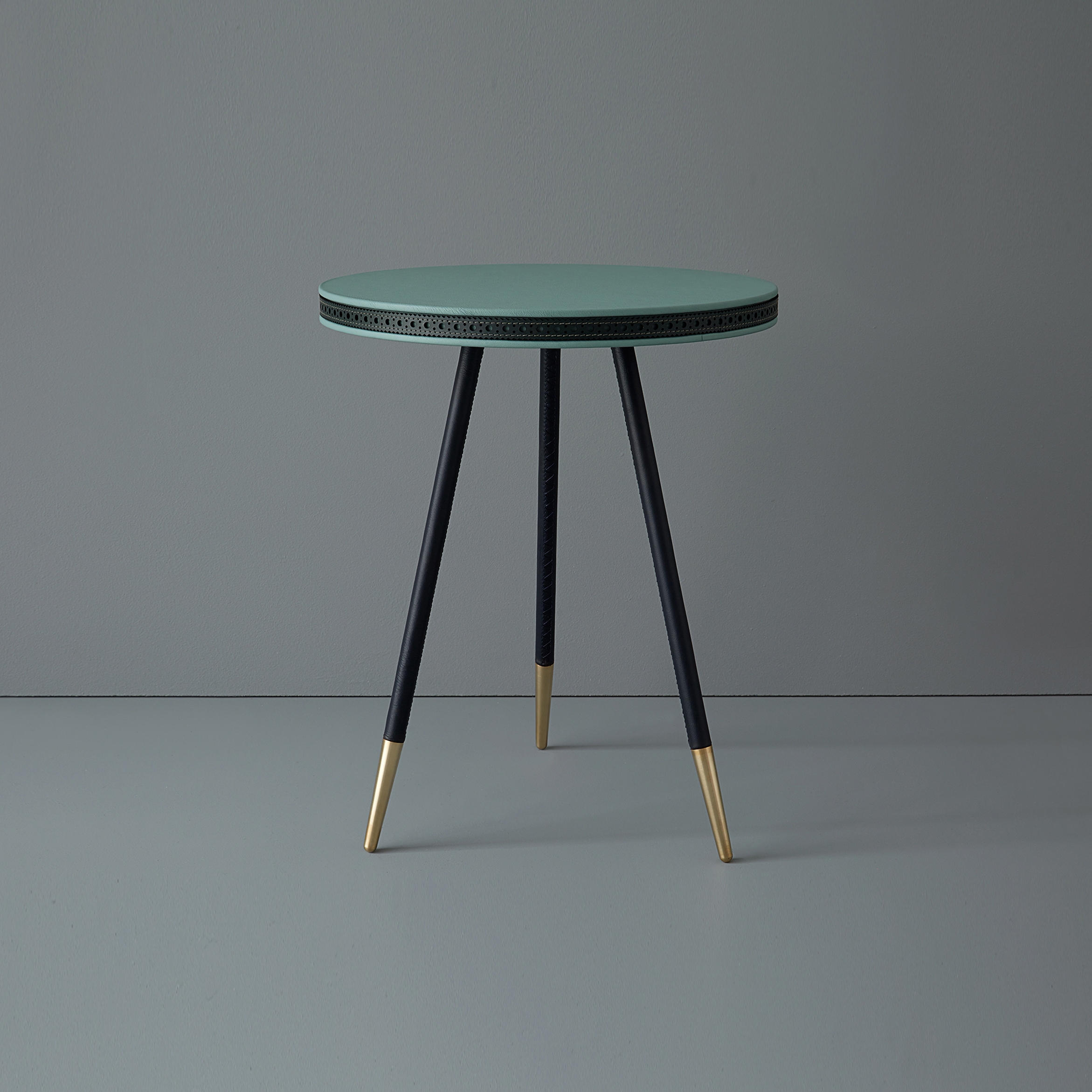 Brogue leather side table