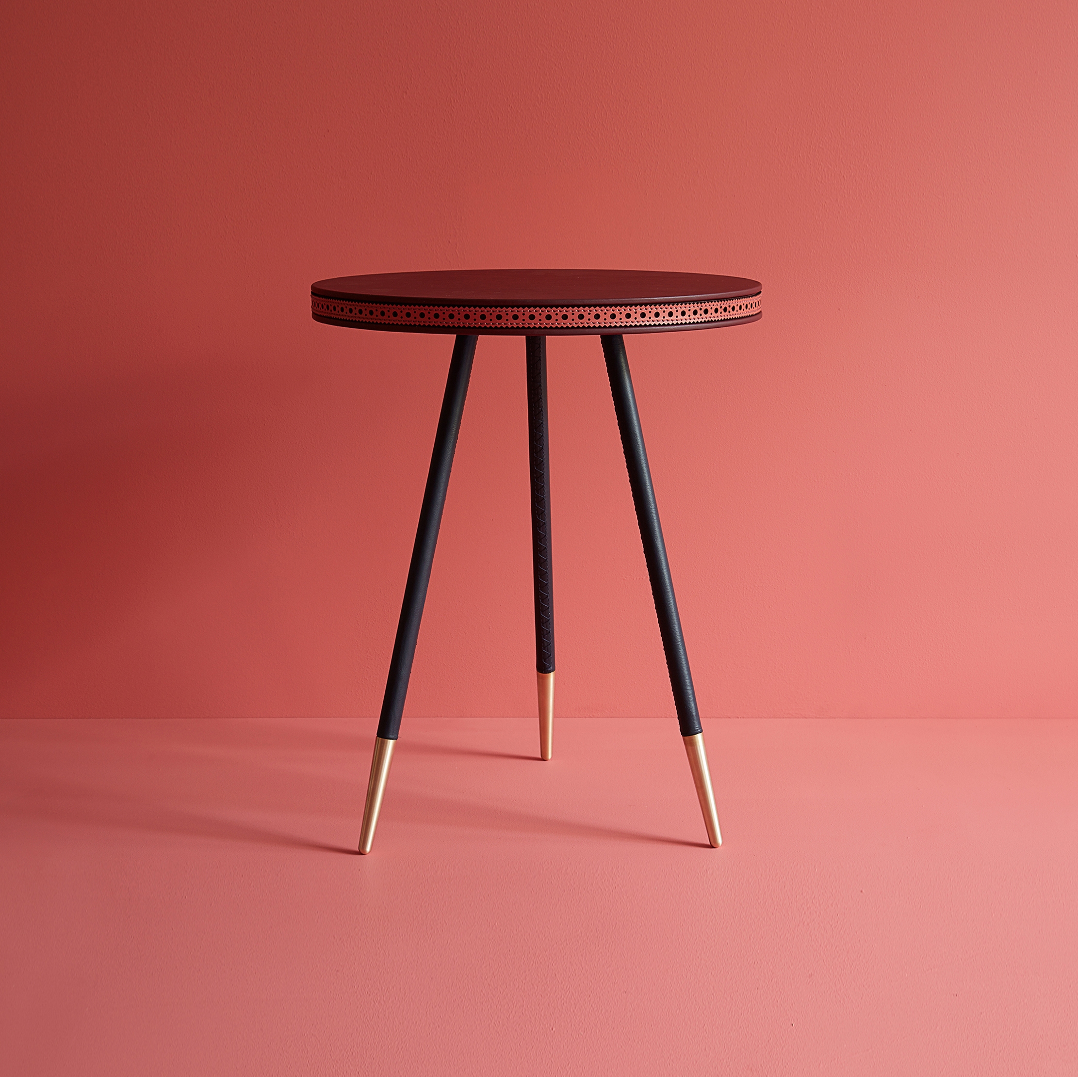 Brogue leather side table