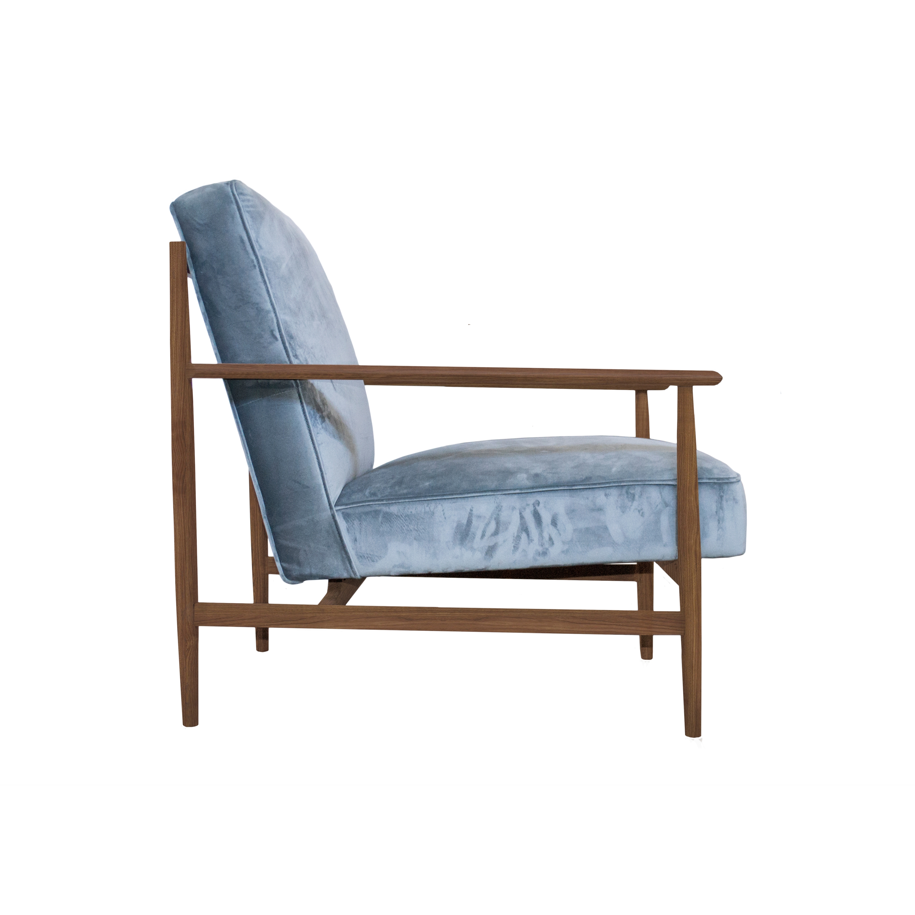 Gaia grey velvet armchair