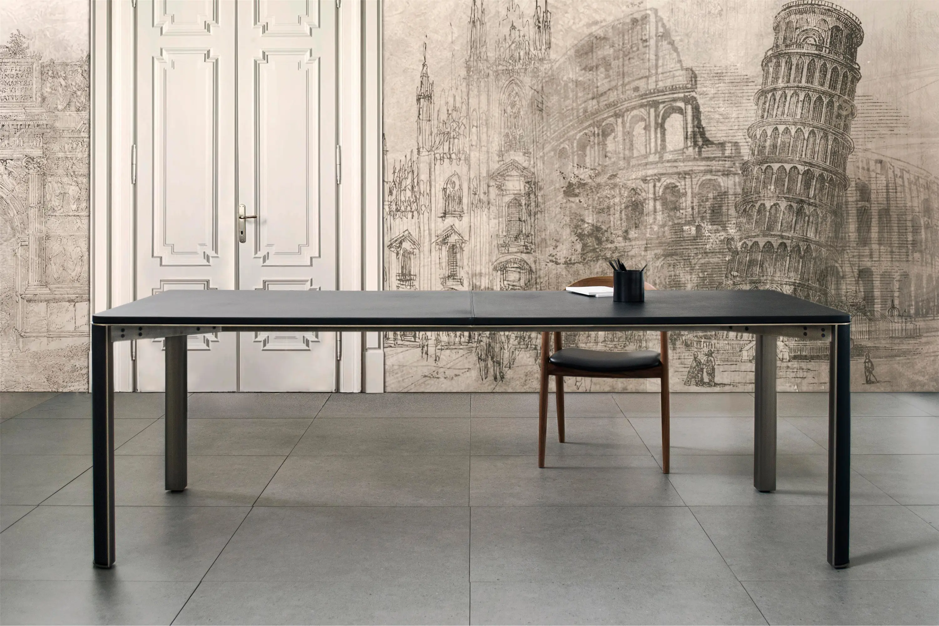 mg12 - Gregorio table in black leather