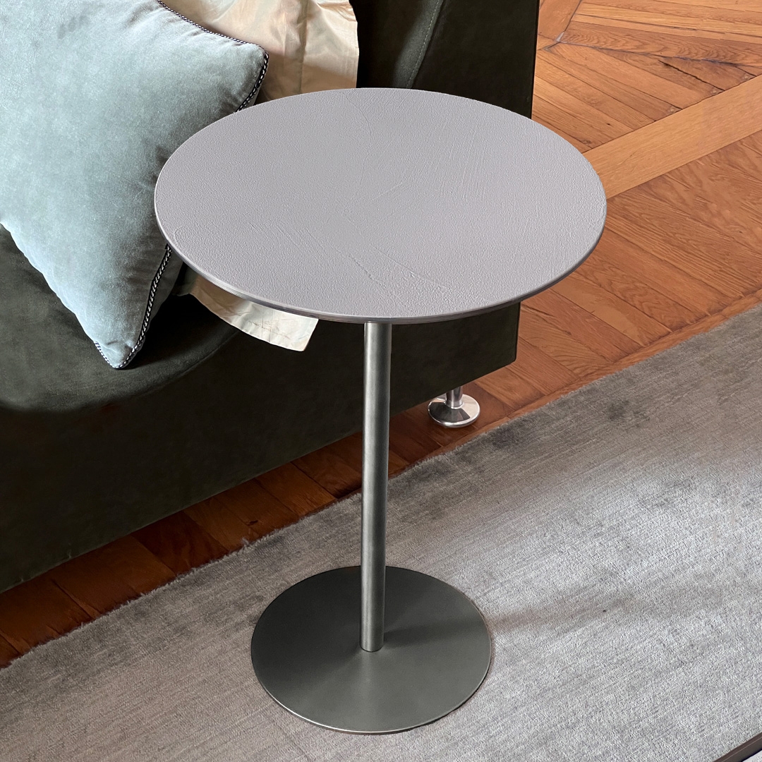 Display product Ester table in steel with ardesia clay top from manufacturer mg12