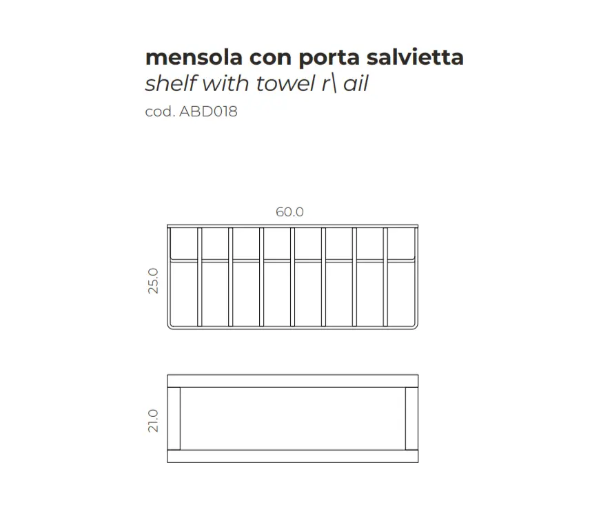 mg12 - Shelf with towel rail 60 cm