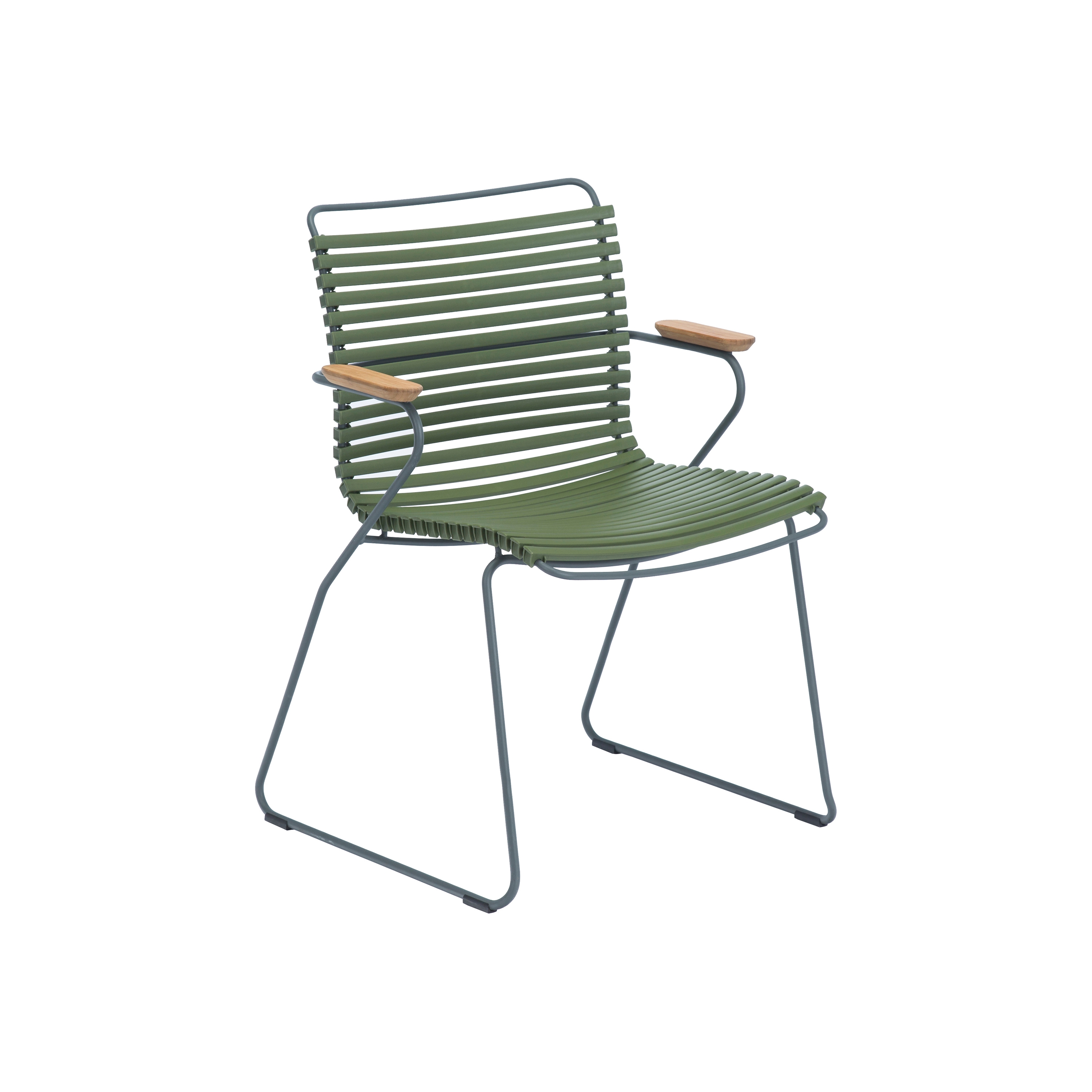 CLICK | Dining Chair Olive Green with Bamboo armrests