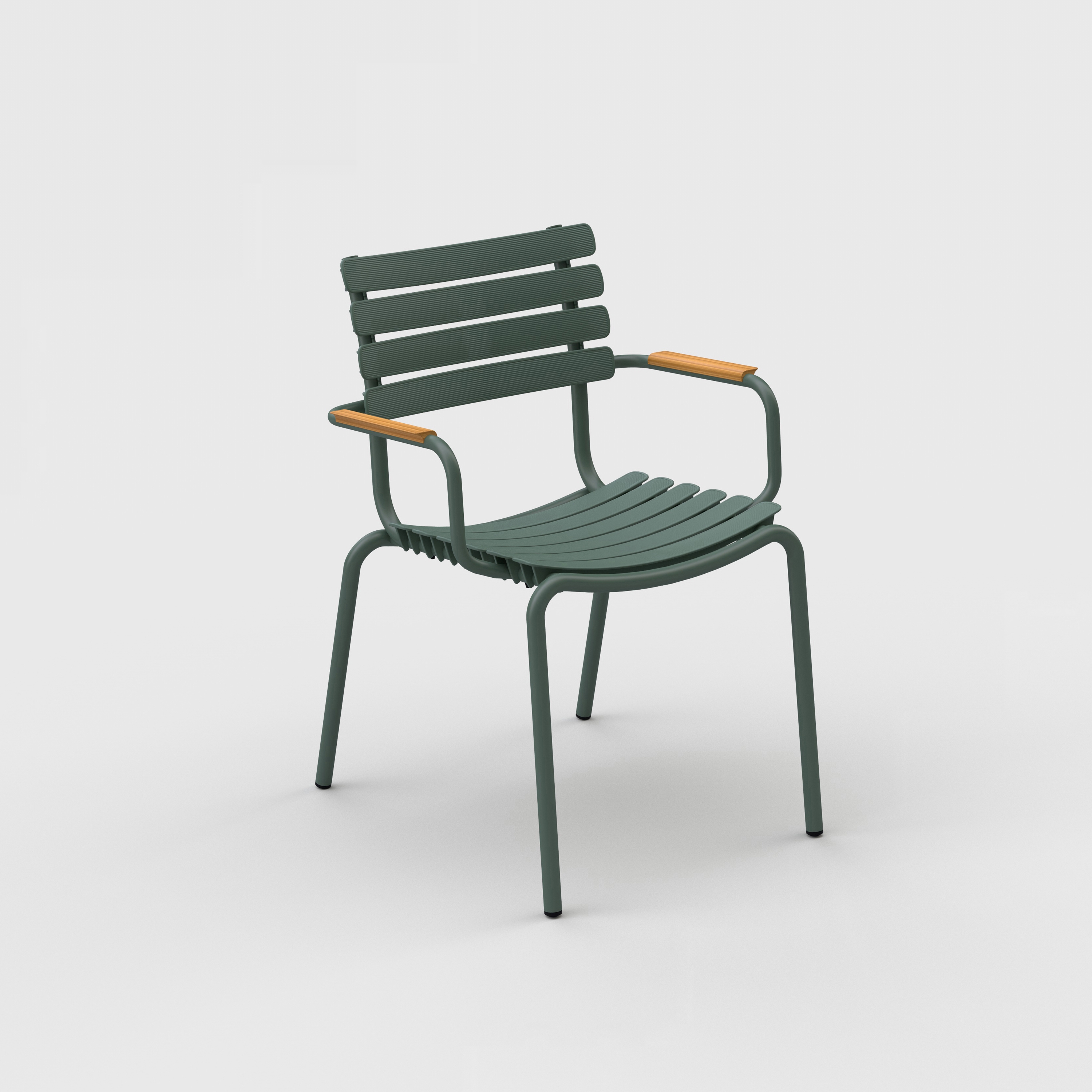 ReCLIPS | Dining Chair Olive Green with Bamboo armrests
