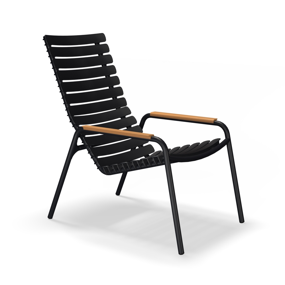 ReCLIPS | Lounge chair Black, bamboo armrests