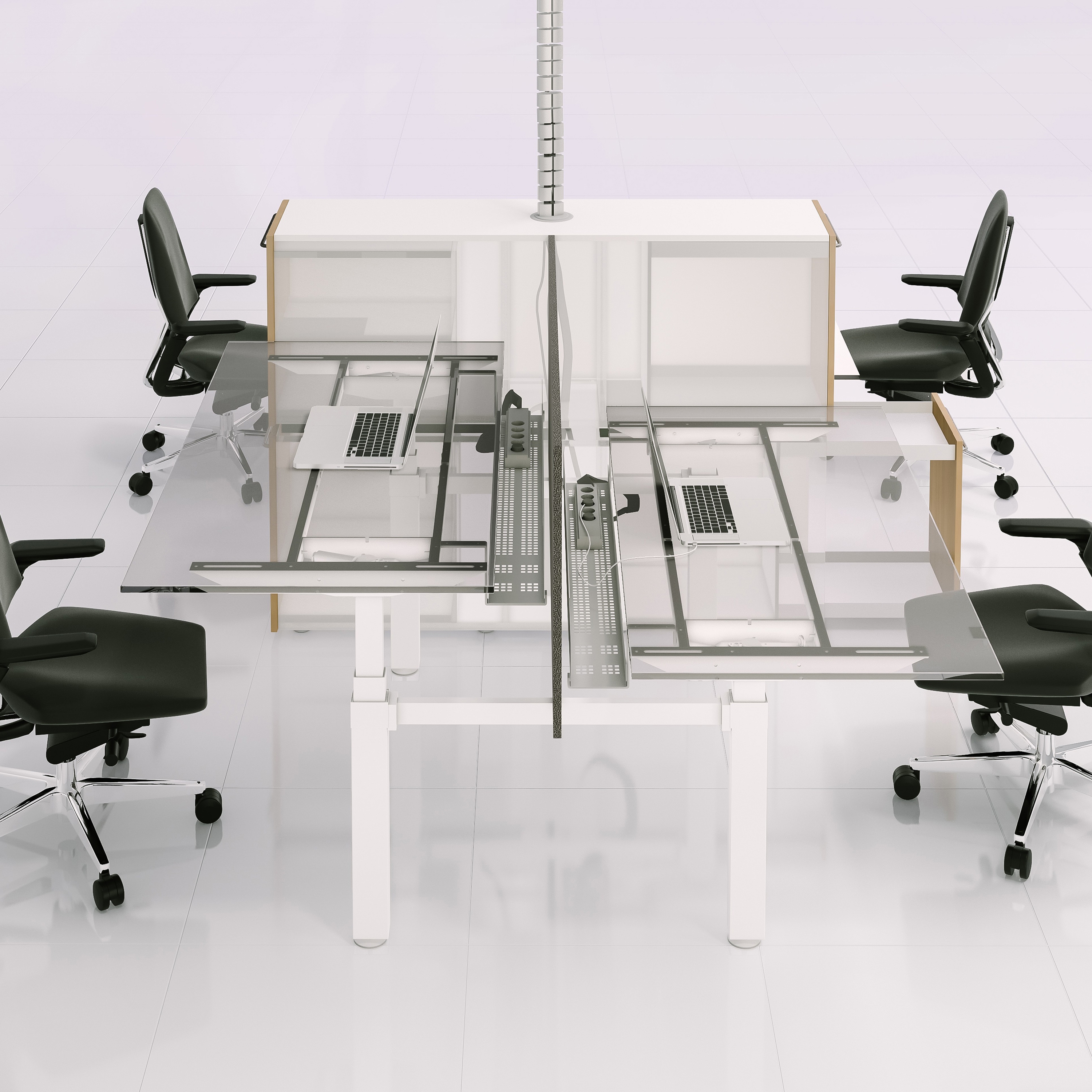 Afficher le produit X-Ray Four-seat office desk du fabricant Ergolain