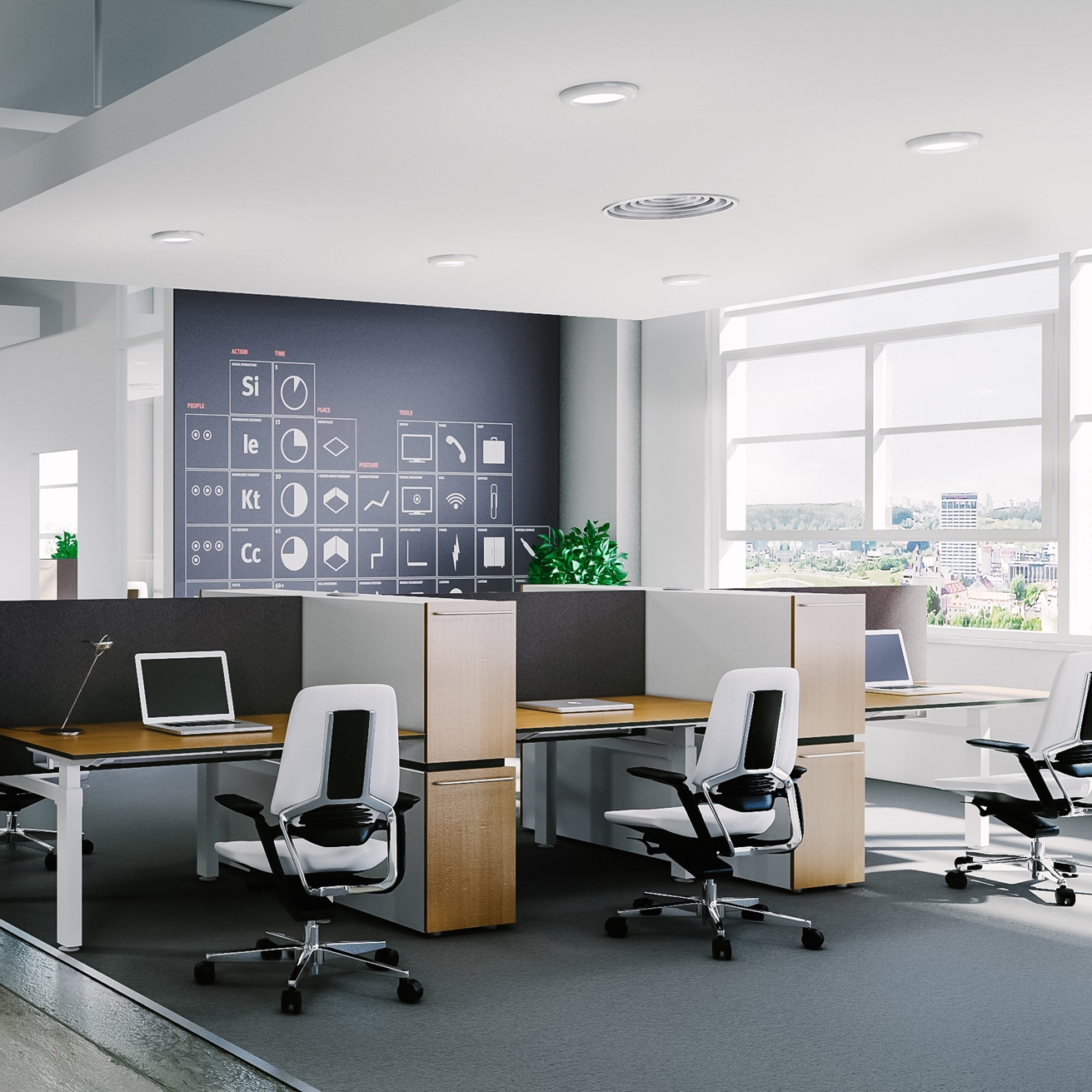 Afficher le produit X-Ray Six-seat office desk du fabricant Ergolain