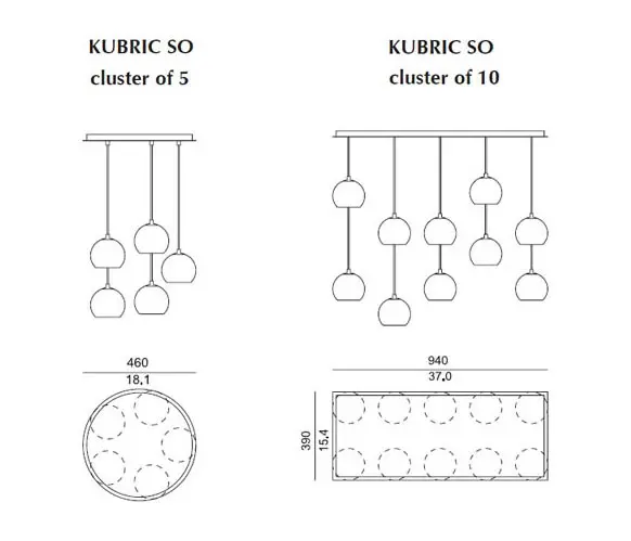 Contardi Lighting - Kubric So - Cluster of 5