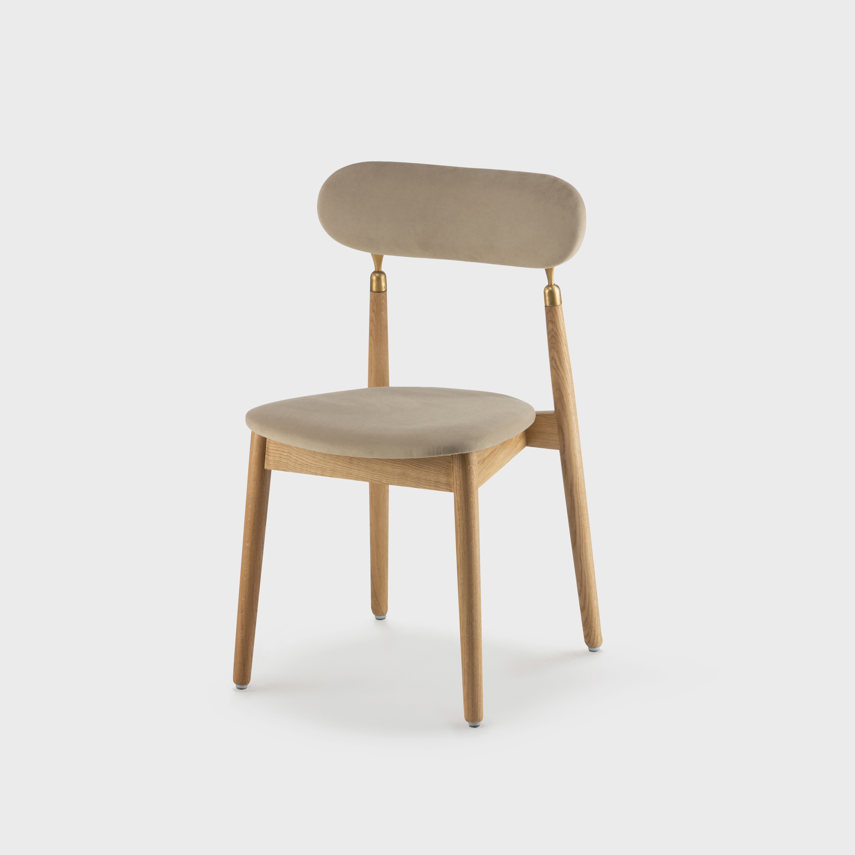 7.1 Chair, natural oiled oak frame, beige Textum Avelina velour fabric