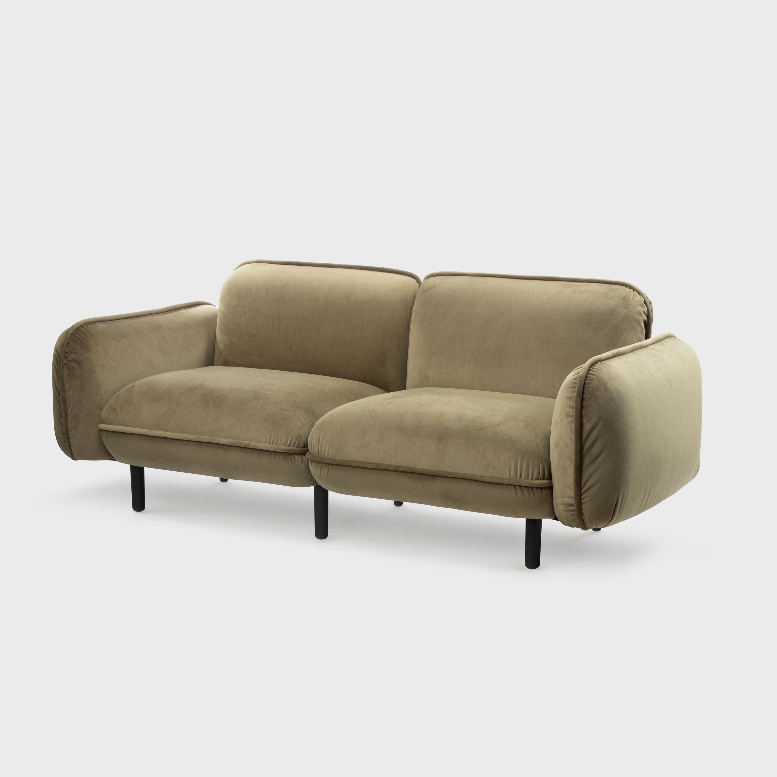 Bean Sofa, 2-Sitzer, grüner Veloursstoff Textum Avelina