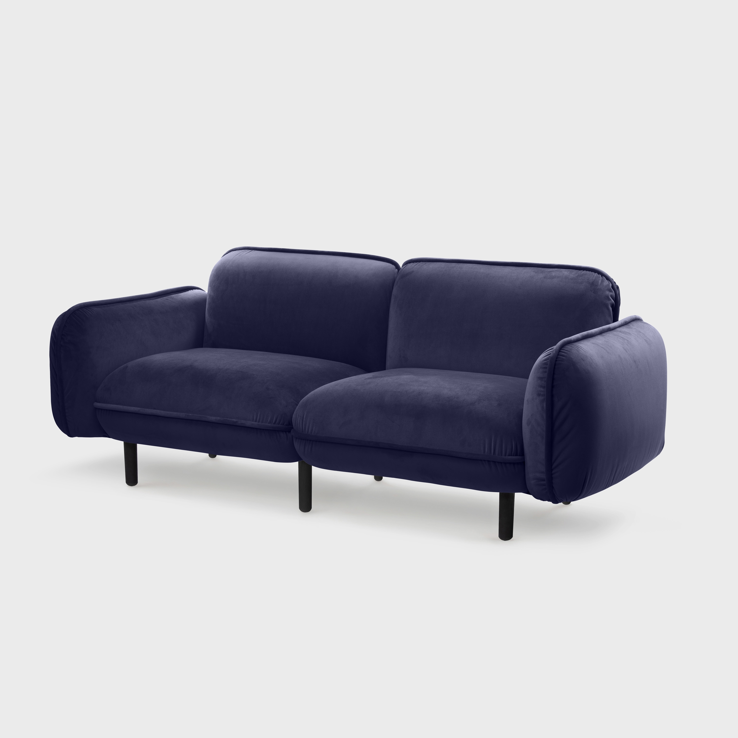 Bean Sofa, 2-Sitzer, blauer Veloursstoff Textum Avelina