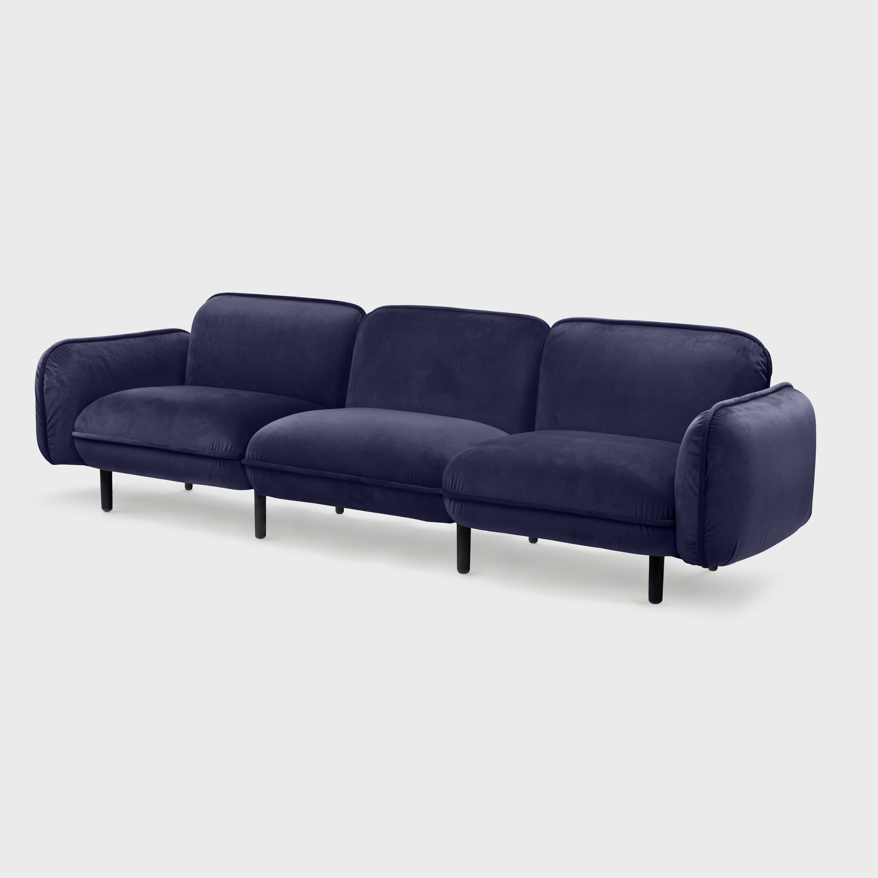 Bean Sofa 3-seater, blue Textum Avelina velour fabric