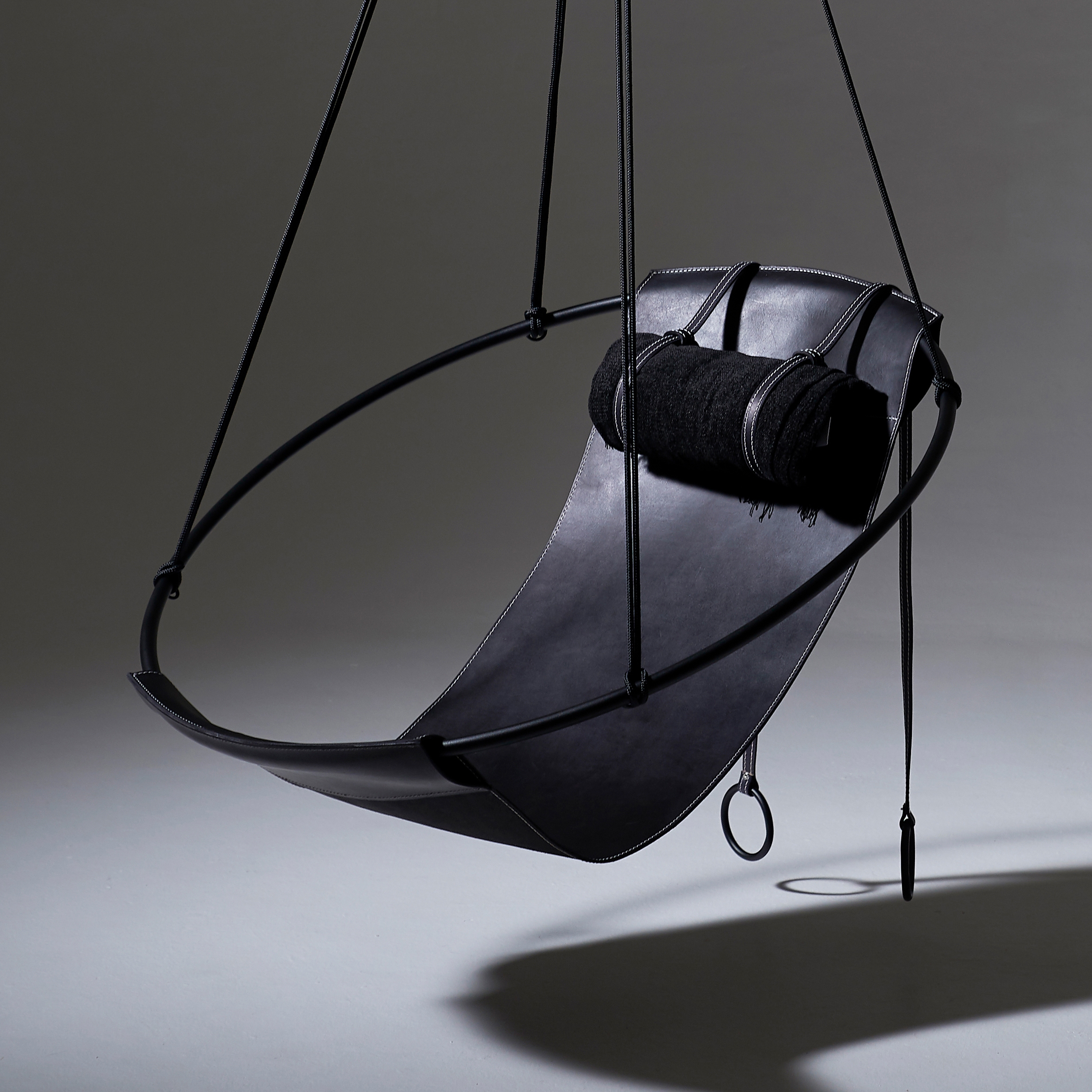 Sling Hanging Chair - Thick Leather Black