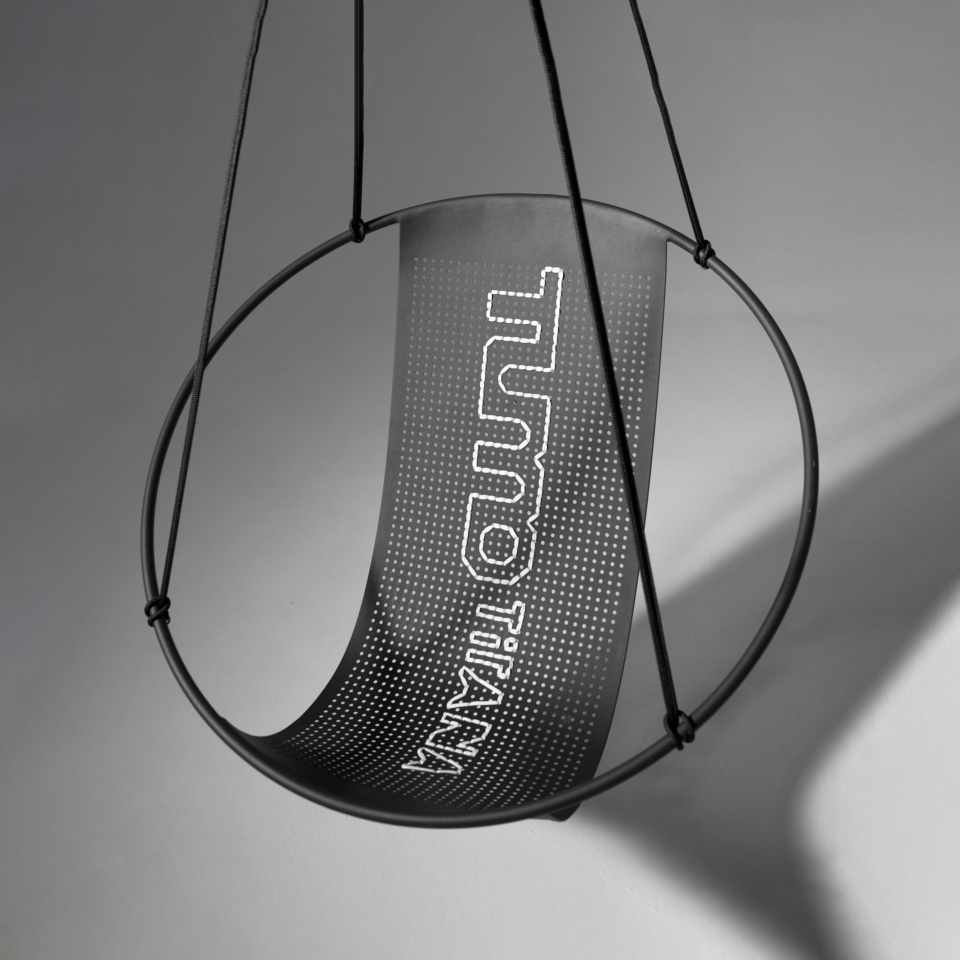 Display product Embroidery Hanging Chair Swing Seat with LOGO from manufacturer Studio Stirling