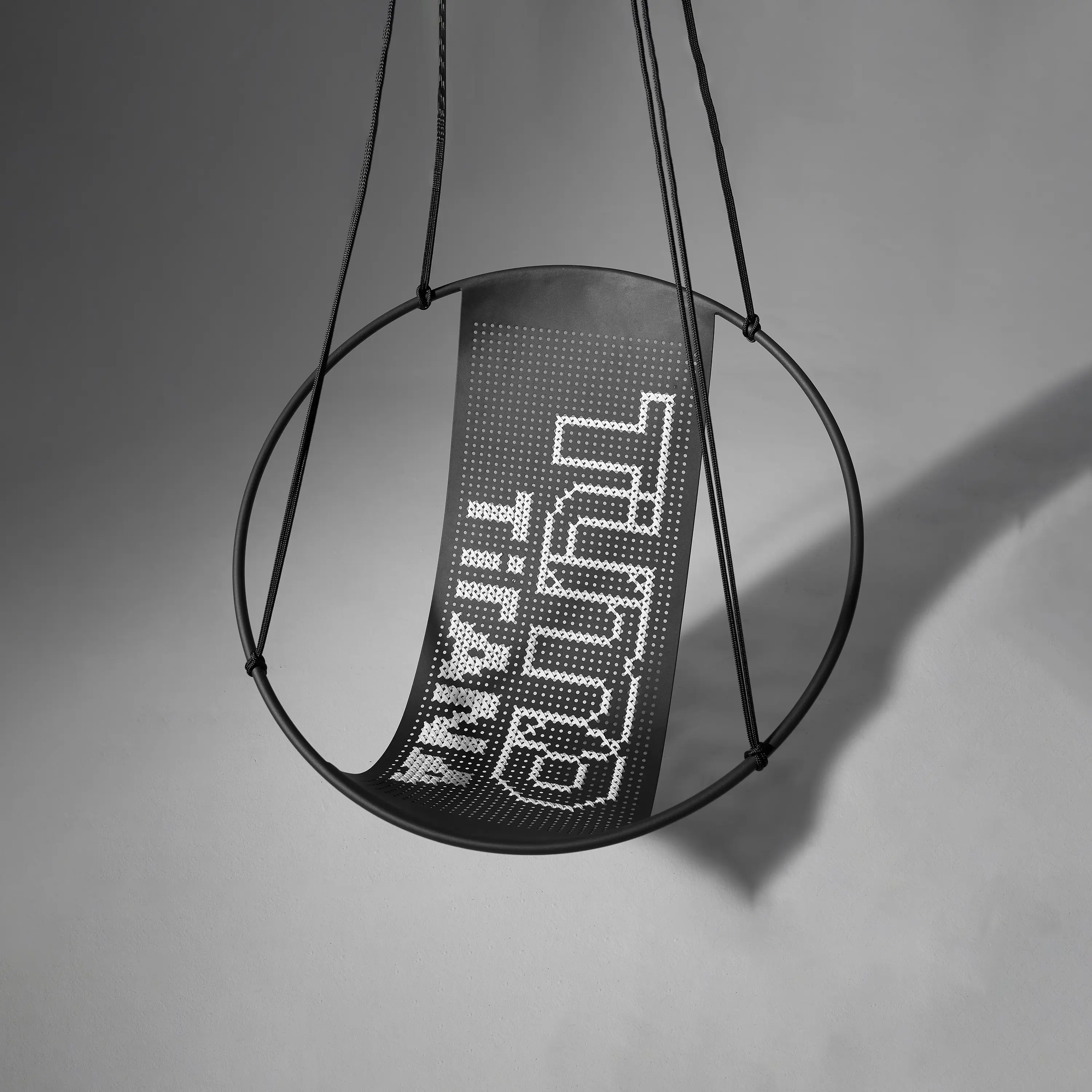 Studio Stirling - Embroidery Hanging Chair Swing Seat Grey WORDS