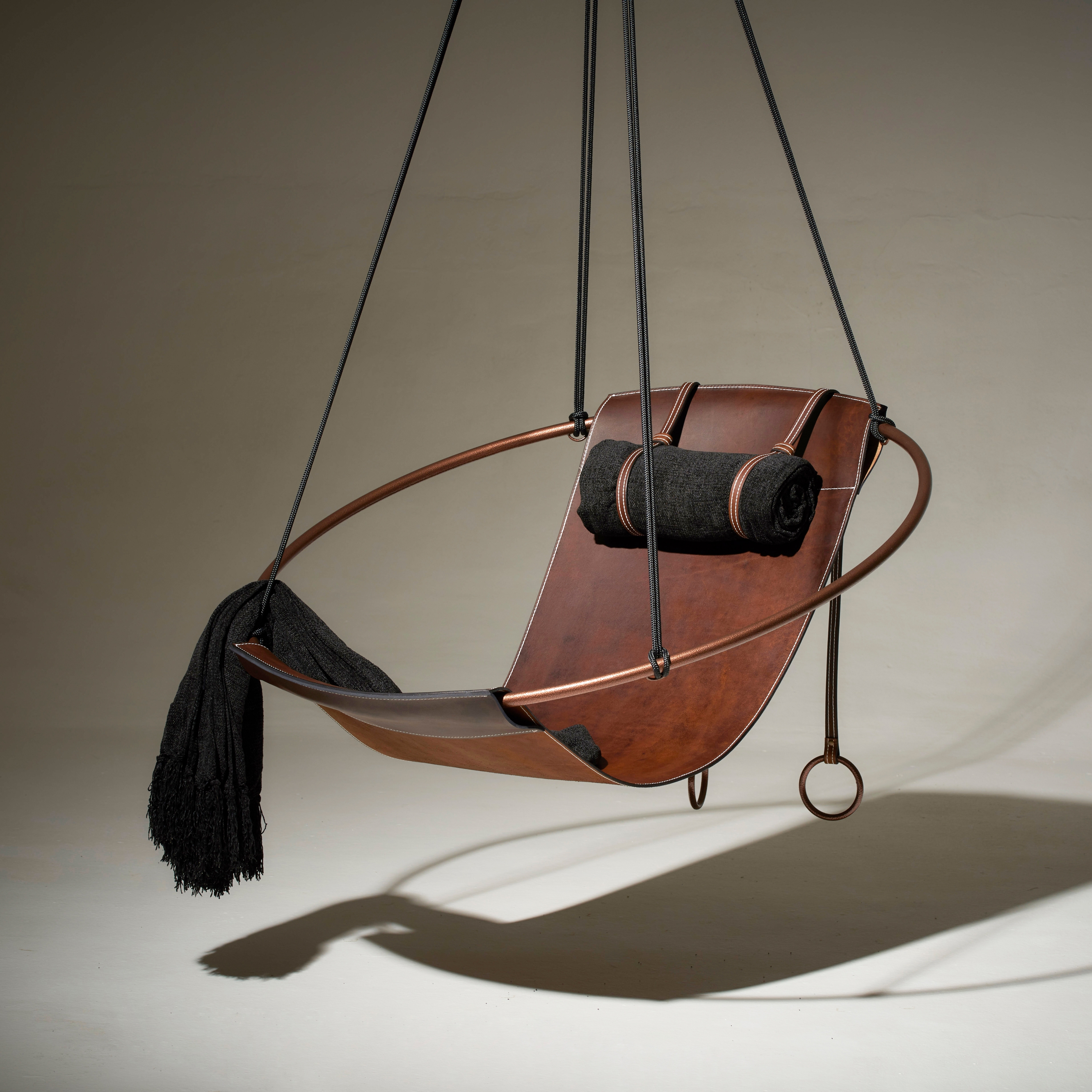Display product Sling Hanging Chair - Thick Leather Brown from manufacturer Studio Stirling