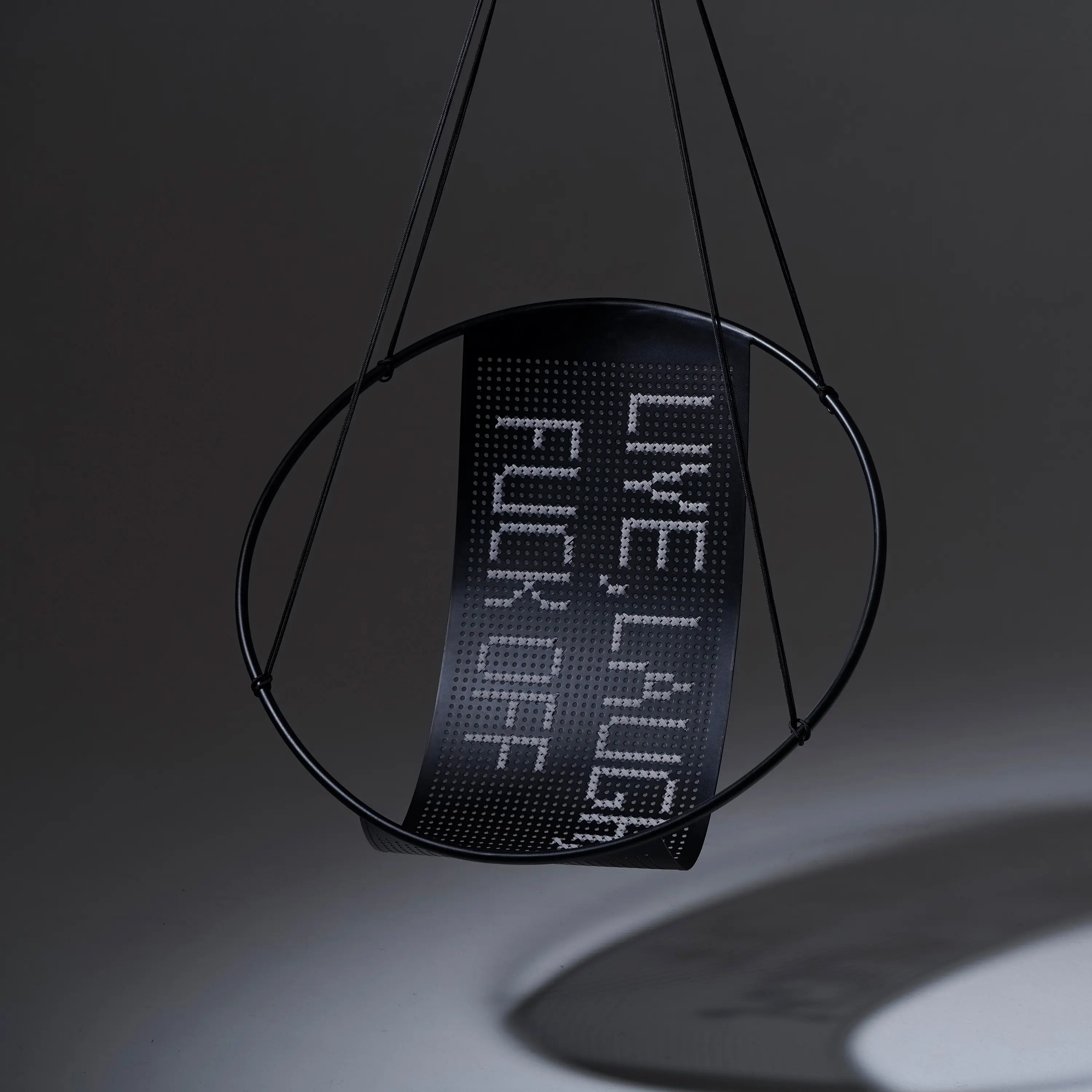 Studio Stirling - Embroidery Hanging Chair Swing Seat Grey WORDS