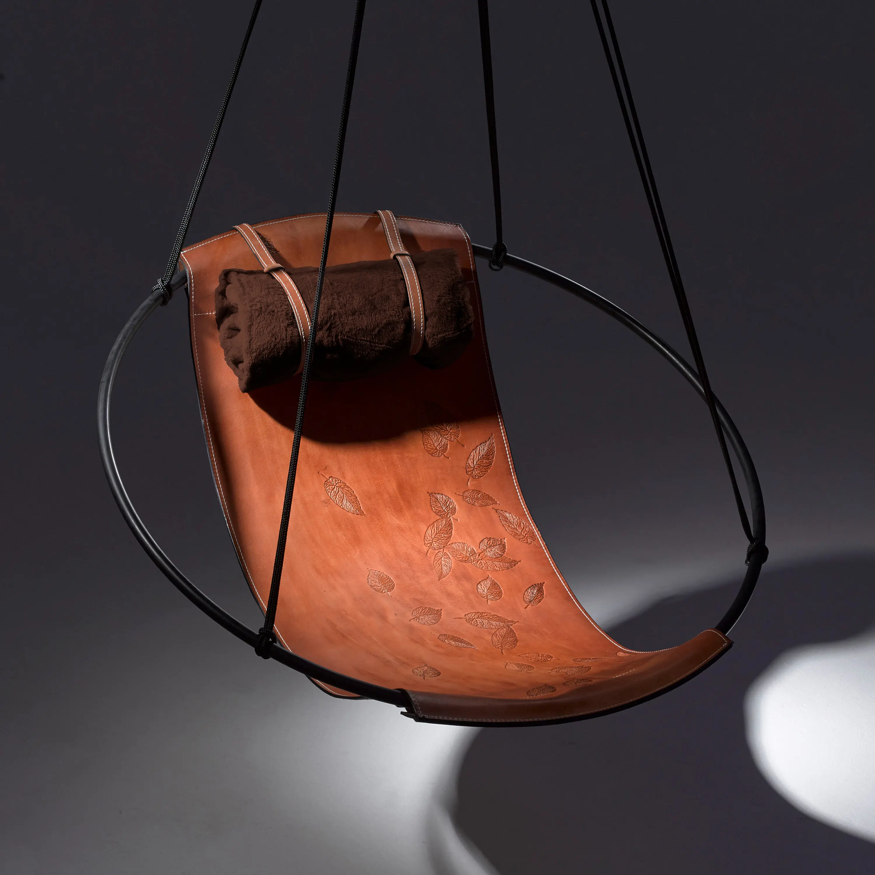 Studio Stirling - Sling Hanging Chair - Debossed Leather Leaves
