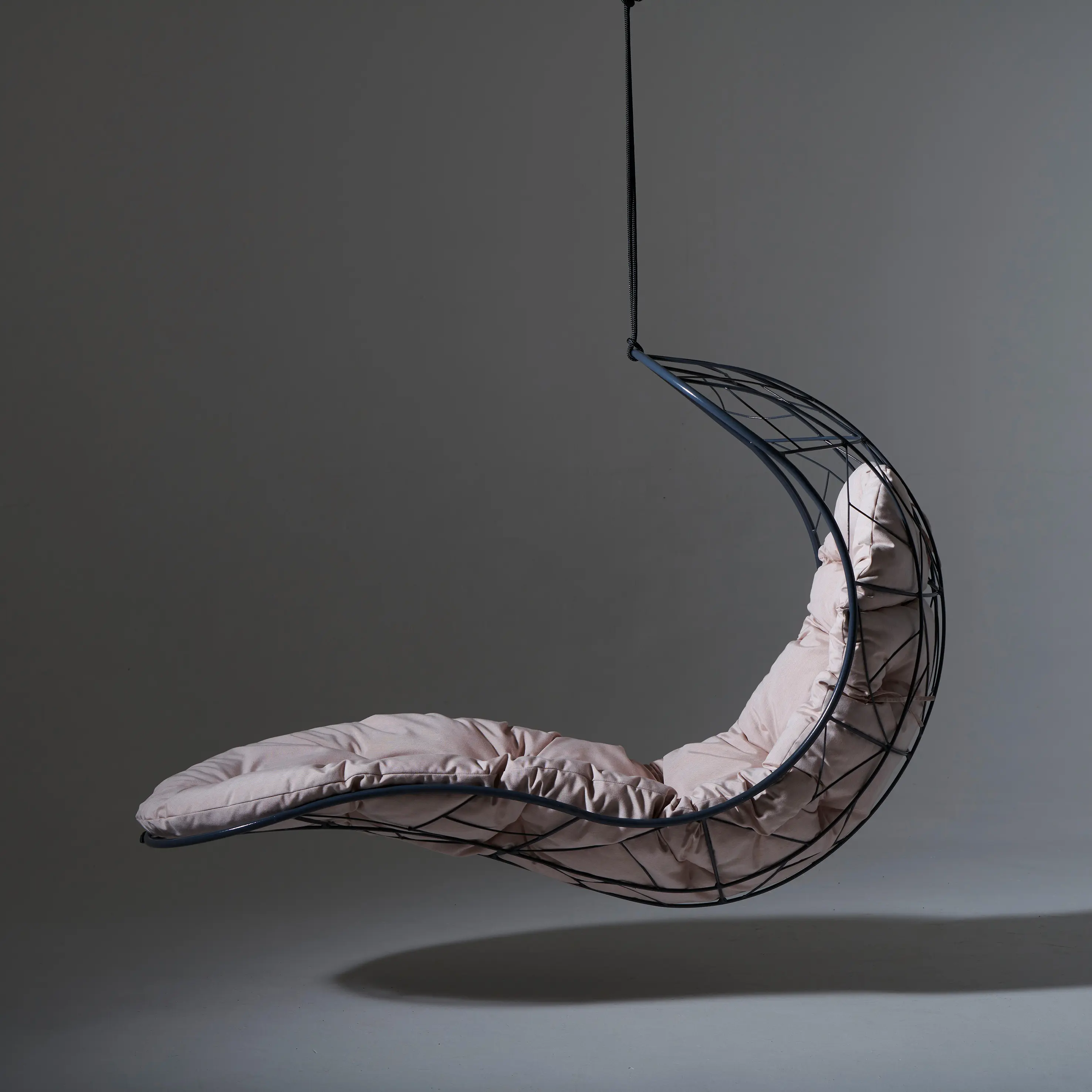 Studio Stirling - Recliner Hanging Chair Swing Seat - Twig Pattern - grey with puffy cushion