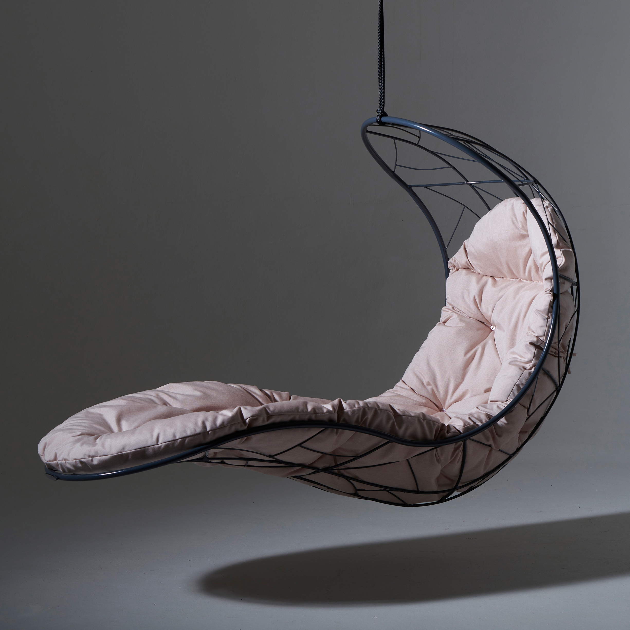 Recliner Hanging Chair Swing Seat - Twig Pattern - grey with puffy cushion