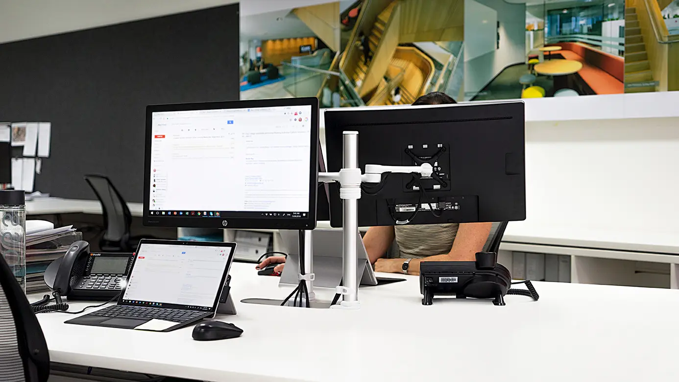 Atdec - Set & Forget | Dual Display Vertical Mount with a Freestanding Base VFS-DV